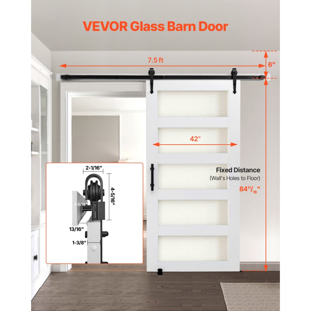 Συρόμενη Πόρτα Αχυρώνα VEVOR, 1067 x 2134mm, Πάνελ και Γυαλί Υψηλής Αντοχής από MDF, Πόρτα Αχυρώνα με Κιτ Μηχανισμών, Αδιάβροχη Επιφάνεια PVC, Εύκολη Εγκατάσταση, Πλαίσιο H, Ομαλά και Αθόρυβα Συρόμενη για Σαλόνι Συρόμενη Πόρτα Αχυρώνα VEVOR, 1067 x 2134mm, Πάνελ και Γυαλί Υψηλής Αντοχής από MDF, Πόρτα Αχυρώνα με Κιτ Μηχανισμών, Αδιάβροχη Επιφάνεια PVC, Εύκολη Εγκατάσταση, Πλαίσιο H, Ομαλά και Αθόρυβα Συρόμενη για Σαλόνι