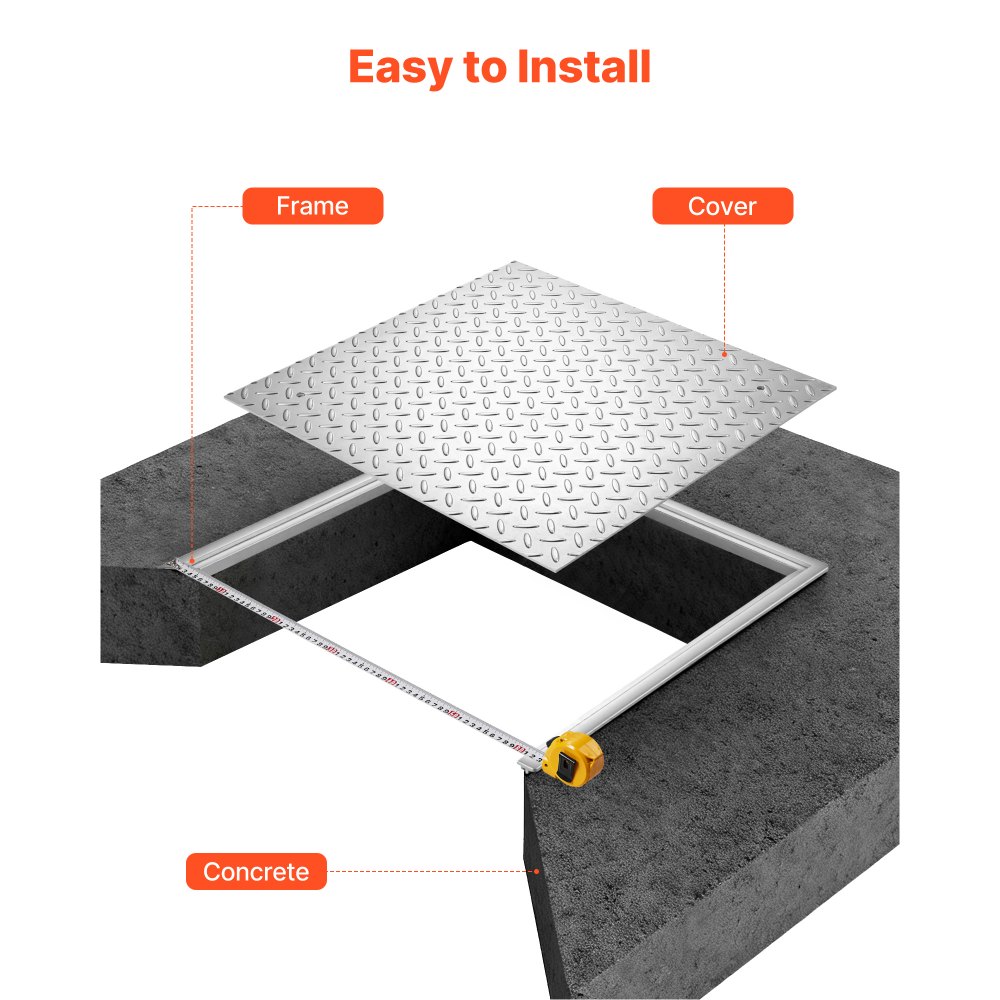 Κάλυμμα φρεατίου VEVOR με πλαίσιο, τετράγωνο καπάκι βόθρου 500 x 500 mm με βάση, ανθεκτικό στην ολίσθηση κάλυμμα πρόσβασης επιθεώρησης καναλιού αποστράγγισης από ανθρακούχο χάλυβα βαρέως τύπου για πεζοδρόμια, κήπους Κάλυμμα φρεατίου VEVOR με πλαίσιο, τετράγωνο καπάκι βόθρου 500 x 500 mm με βάση, ανθεκτικό στην ολίσθηση κάλυμμα πρόσβασης επιθεώρησης καναλιού αποστράγγισης από ανθρακούχο χάλυβα βαρέως τύπου για πεζοδρόμια, κήπους