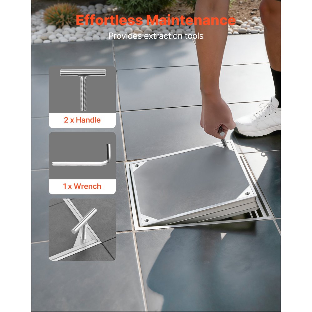 Κάλυμμα φρεατίου VEVOR με πλαίσιο, αόρατα καλύμματα πρόσβασης σε σηπτική δεξαμενή 400 x 400 mm, ενσωματωμένο κάλυμμα επιθεώρησης καναλιού αποστράγγισης από κράμα αλουμινίου για πεζοδρόμια, κήπους, βεράντες Κάλυμμα φρεατίου VEVOR με πλαίσιο, αόρατα καλύμματα πρόσβασης σε σηπτική δεξαμενή 400 x 400 mm, ενσωματωμένο κάλυμμα επιθεώρησης καναλιού αποστράγγισης από κράμα αλουμινίου για πεζοδρόμια, κήπους, βεράντες