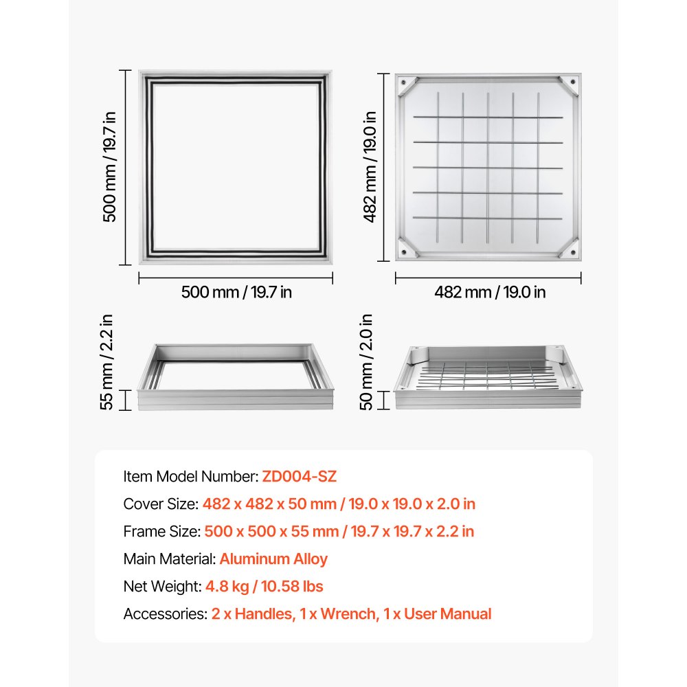 Κάλυμμα φρεατίου VEVOR με πλαίσιο, αόρατα καλύμματα πρόσβασης σε σηπτική δεξαμενή 500 x 500mm, ενσωματωμένο κάλυμμα επιθεώρησης καναλιού αποστράγγισης από κράμα αλουμινίου για πεζοδρόμια, κήπους, βεράντες Κάλυμμα φρεατίου VEVOR με πλαίσιο, αόρατα καλύμματα πρόσβασης σε σηπτική δεξαμενή 500 x 500mm, ενσωματωμένο κάλυμμα επιθεώρησης καναλιού αποστράγγισης από κράμα αλουμινίου για πεζοδρόμια, κήπους, βεράντες