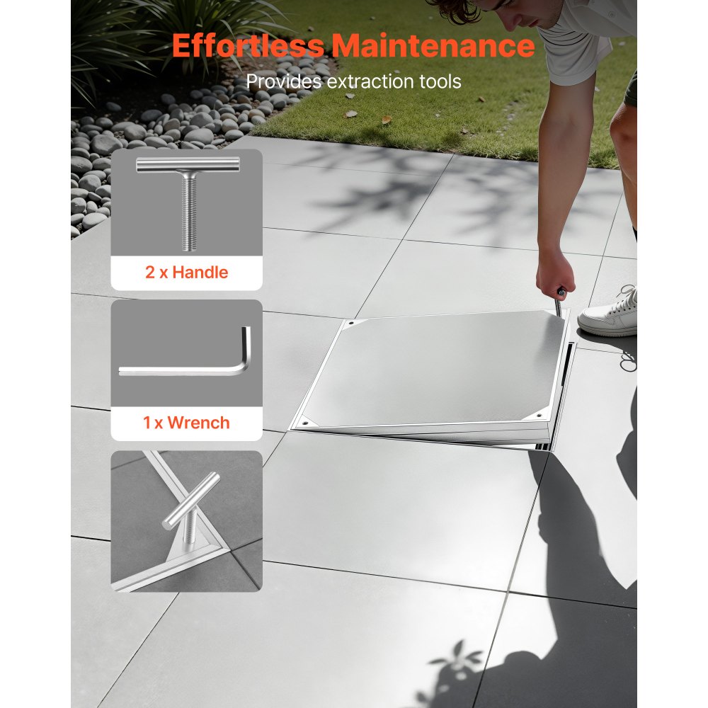 Κάλυμμα φρεατίου VEVOR με πλαίσιο, αόρατα καλύμματα πρόσβασης σε σηπτική δεξαμενή 500 x 500mm, ενσωματωμένο κάλυμμα επιθεώρησης καναλιού αποστράγγισης από κράμα αλουμινίου για πεζοδρόμια, κήπους, βεράντες Κάλυμμα φρεατίου VEVOR με πλαίσιο, αόρατα καλύμματα πρόσβασης σε σηπτική δεξαμενή 500 x 500mm, ενσωματωμένο κάλυμμα επιθεώρησης καναλιού αποστράγγισης από κράμα αλουμινίου για πεζοδρόμια, κήπους, βεράντες