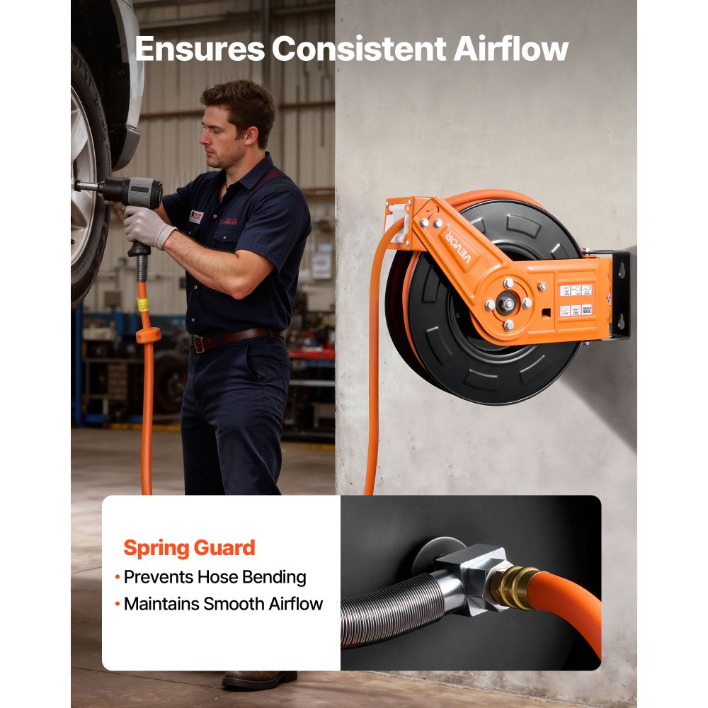 Ανασυρόμενο καρούλι λάστιχου αέρα VEVOR, λαστιχένιος λάστιχος αέρα 15m x 9,5mm μέγιστο 300PSI, καρούλι λάστιχων αεροσυμπιεστή με αυτόματη επανατύλιξη με είσοδο 1m, περιστρεφόμενη 180° τοποθέτηση σε οροφή/τοίχο για συνεργεία γκαράζ Ανασυρόμενο καρούλι λάστιχου αέρα VEVOR, λαστιχένιος λάστιχος αέρα 15m x 9,5mm μέγιστο 300PSI, καρούλι λάστιχων αεροσυμπιεστή με αυτόματη επανατύλιξη με είσοδο 1m, περιστρεφόμενη 180° τοποθέτηση σε οροφή/τοίχο για συνεργεία γκαράζ