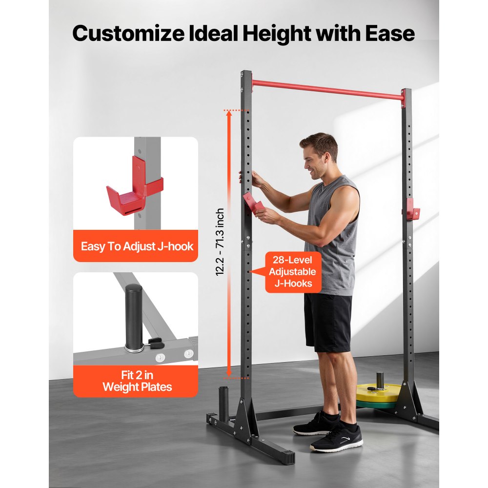 VEVOR Power Cage Squat Rack, Πολυλειτουργικός εξοπλισμός πιέσεων πάγκου Power Rack με ρυθμιζόμενα J-Hooks 28 επιπέδων, Γυμναστήριο ενδυνάμωσης για προπόνηση στο σπίτι για καθίσματα με μπάρα, έλξεις, άρση βαρών VEVOR Power Cage Squat Rack, Πολυλειτουργικός εξοπλισμός πιέσεων πάγκου Power Rack με ρυθμιζόμενα J-Hooks 28 επιπέδων, Γυμναστήριο ενδυνάμωσης για προπόνηση στο σπίτι για καθίσματα με μπάρα, έλξεις, άρση βαρών