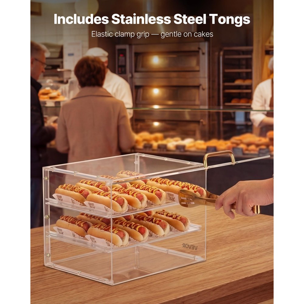 Βιτρίνα αρτοποιίας VEVOR, 3-επίπεδη επαγγελματική βιτρίνα ζαχαροπλαστικής για τον πάγκο εργασίας, διαφανές ακρυλικό κουτί ψωμιού για την κουζίνα, ντουλάπι κέικ για πάρτι με αναδιπλούμενη πόρτα για ντόνατ μπισκότων και επιδόρπιο, 330 x 260 x 260 mm Βιτρίνα αρτοποιίας VEVOR, 3-επίπεδη επαγγελματική βιτρίνα ζαχαροπλαστικής για τον πάγκο εργασίας, διαφανές ακρυλικό κουτί ψωμιού για την κουζίνα, ντουλάπι κέικ για πάρτι με αναδιπλούμενη πόρτα για ντόνατ μπισκότων και επιδόρπιο, 330 x 260 x 260 mm