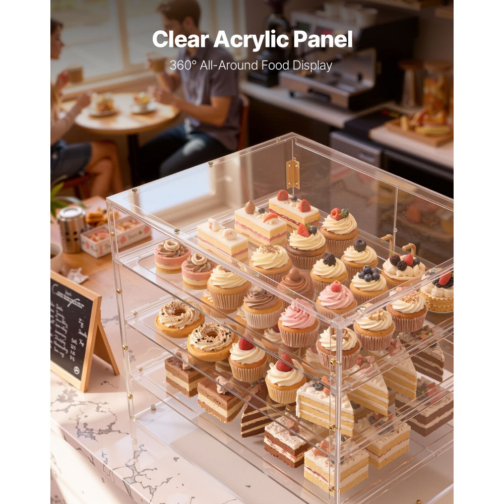 Βιτρίνα αρτοποιίας VEVOR, 4-επίπεδη επαγγελματική βιτρίνα ζαχαροπλαστικής για τον πάγκο εργασίας, διαφανές ακρυλικό κουτί ψωμιού για την κουζίνα, ντουλάπι κέικ για πάρτι με μαγνητική πίσω πόρτα για ντόνατ μπισκότων και επιδόρπιο, 570x455x405 mm Βιτρίνα αρτοποιίας VEVOR, 4-επίπεδη επαγγελματική βιτρίνα ζαχαροπλαστικής για τον πάγκο εργασίας, διαφανές ακρυλικό κουτί ψωμιού για την κουζίνα, ντουλάπι κέικ για πάρτι με μαγνητική πίσω πόρτα για ντόνατ μπισκότων και επιδόρπιο, 570x455x405 mm