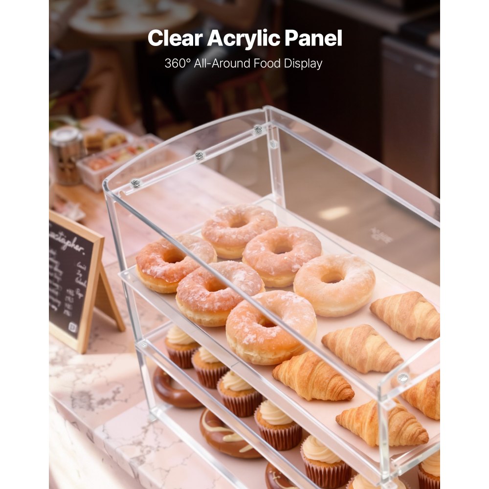 Βιτρίνα αρτοποιίας VEVOR, 3-επίπεδη επαγγελματική βιτρίνα ζαχαροπλαστικής για τον πάγκο εργασίας, διαφανές ακρυλικό κουτί ψωμιού για την κουζίνα, ντουλάπι κέικ για πάρτι με αναδιπλούμενη πόρτα για ντόνατ μπισκότων και επιδόρπιο, 482 x 232 x 380 mm Βιτρίνα αρτοποιίας VEVOR, 3-επίπεδη επαγγελματική βιτρίνα ζαχαροπλαστικής για τον πάγκο εργασίας, διαφανές ακρυλικό κουτί ψωμιού για την κουζίνα, ντουλάπι κέικ για πάρτι με αναδιπλούμενη πόρτα για ντόνατ μπισκότων και επιδόρπιο, 482 x 232 x 380 mm
