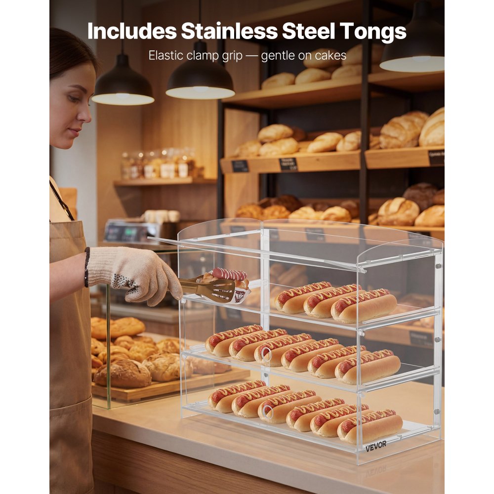 Βιτρίνα αρτοποιίας VEVOR, 3-επίπεδη επαγγελματική βιτρίνα ζαχαροπλαστικής για τον πάγκο εργασίας, διαφανές ακρυλικό κουτί ψωμιού για την κουζίνα, ντουλάπι κέικ για πάρτι με αναδιπλούμενη πόρτα για ντόνατ μπισκότων και επιδόρπιο, 482 x 232 x 380 mm Βιτρίνα αρτοποιίας VEVOR, 3-επίπεδη επαγγελματική βιτρίνα ζαχαροπλαστικής για τον πάγκο εργασίας, διαφανές ακρυλικό κουτί ψωμιού για την κουζίνα, ντουλάπι κέικ για πάρτι με αναδιπλούμενη πόρτα για ντόνατ μπισκότων και επιδόρπιο, 482 x 232 x 380 mm