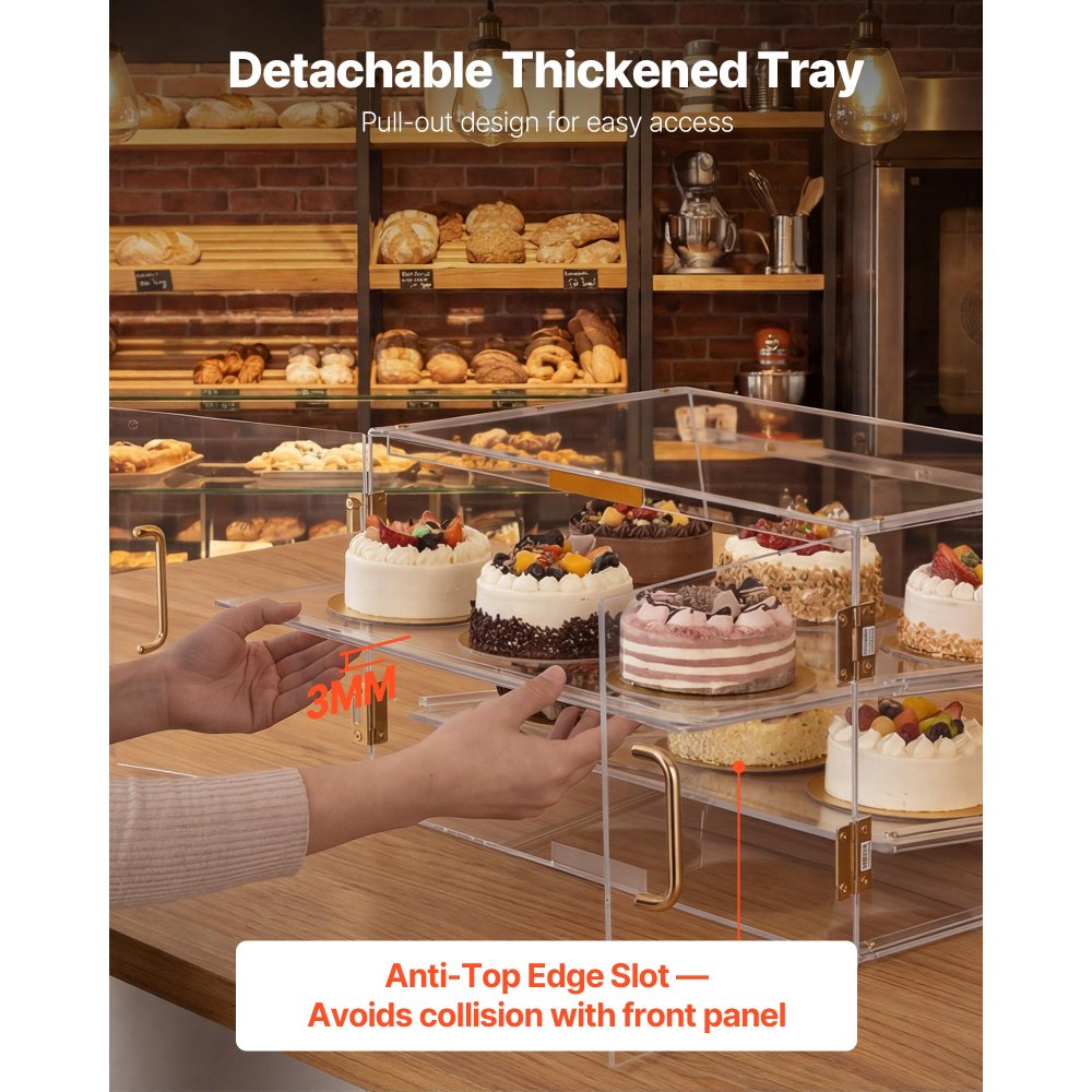 Βιτρίνα αρτοποιίας VEVOR, 2 επιπέδων επαγγελματική βιτρίνα ζαχαροπλαστικής για τον πάγκο εργασίας, διαφανές ακρυλικό κουτί ψωμιού για την κουζίνα, ντουλάπι κέικ για πάρτι με μαγνητική πίσω πόρτα για ντόνατ επιδόρπιο μπισκότων, 526x400x305 mm Βιτρίνα αρτοποιίας VEVOR, 2 επιπέδων επαγγελματική βιτρίνα ζαχαροπλαστικής για τον πάγκο εργασίας, διαφανές ακρυλικό κουτί ψωμιού για την κουζίνα, ντουλάπι κέικ για πάρτι με μαγνητική πίσω πόρτα για ντόνατ επιδόρπιο μπισκότων, 526x400x305 mm