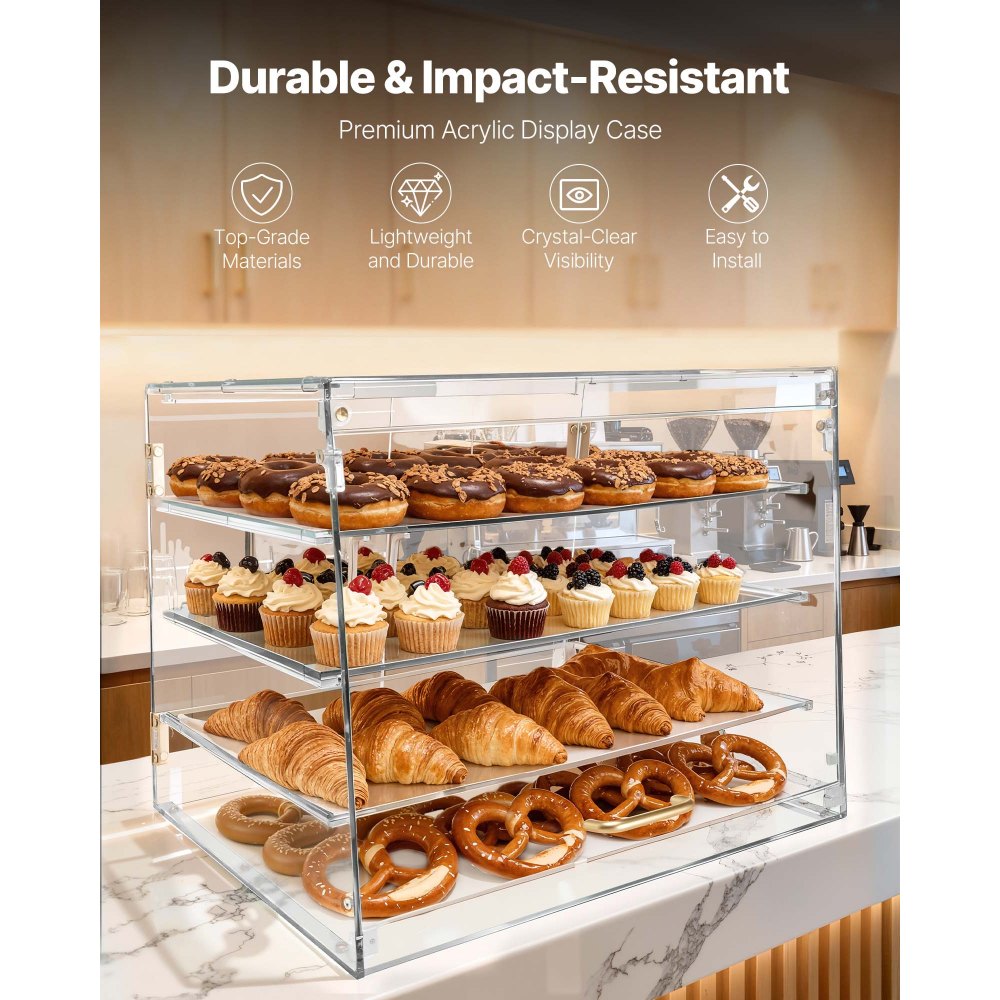 Βιτρίνα αρτοποιίας VEVOR, 4-επίπεδη επαγγελματική βιτρίνα ζαχαροπλαστικής για τον πάγκο εργασίας, διαφανές ακρυλικό κουτί ψωμιού για την κουζίνα, ντουλάπι κέικ για πάρτι με μαγνητική πίσω πόρτα για μπισκότα και επιδόρπιο ντόνατ, 530x435x415 mm Βιτρίνα αρτοποιίας VEVOR, 4-επίπεδη επαγγελματική βιτρίνα ζαχαροπλαστικής για τον πάγκο εργασίας, διαφανές ακρυλικό κουτί ψωμιού για την κουζίνα, ντουλάπι κέικ για πάρτι με μαγνητική πίσω πόρτα για μπισκότα και επιδόρπιο ντόνατ, 530x435x415 mm
