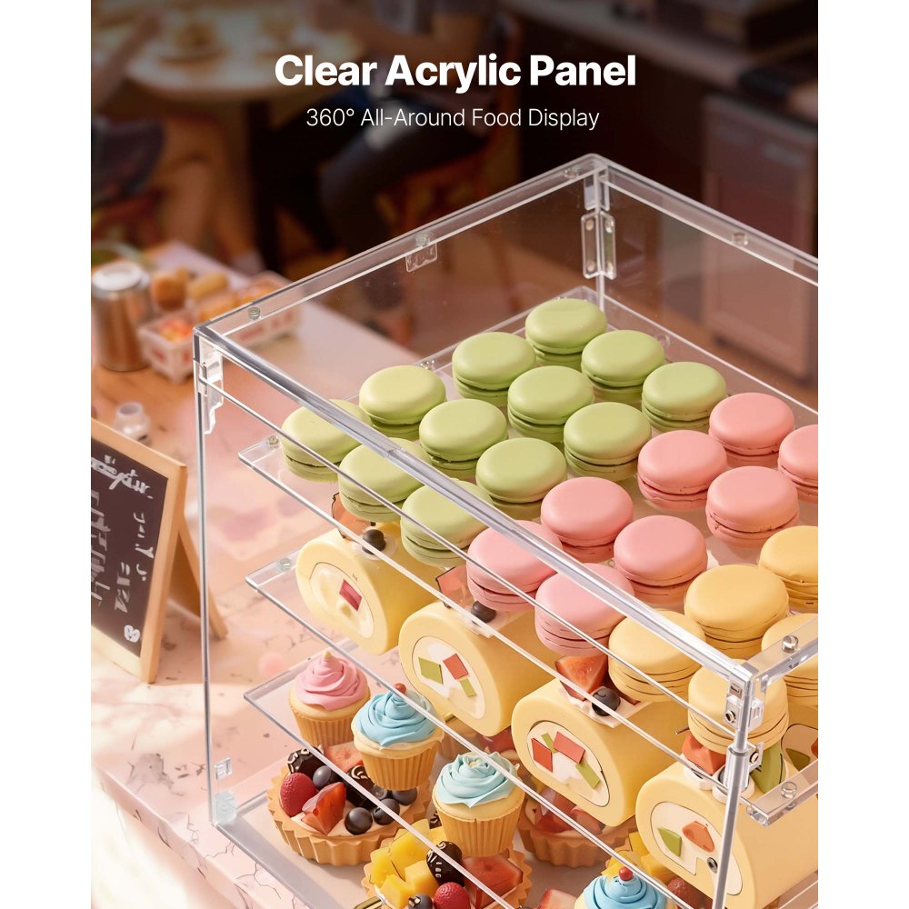 Βιτρίνα αρτοποιίας VEVOR, 4-επίπεδη επαγγελματική βιτρίνα ζαχαροπλαστικής για τον πάγκο εργασίας, διαφανές ακρυλικό κουτί ψωμιού για την κουζίνα, ντουλάπι κέικ για πάρτι με μαγνητική πίσω πόρτα για μπισκότα και επιδόρπιο ντόνατ, 530x435x415 mm Βιτρίνα αρτοποιίας VEVOR, 4-επίπεδη επαγγελματική βιτρίνα ζαχαροπλαστικής για τον πάγκο εργασίας, διαφανές ακρυλικό κουτί ψωμιού για την κουζίνα, ντουλάπι κέικ για πάρτι με μαγνητική πίσω πόρτα για μπισκότα και επιδόρπιο ντόνατ, 530x435x415 mm