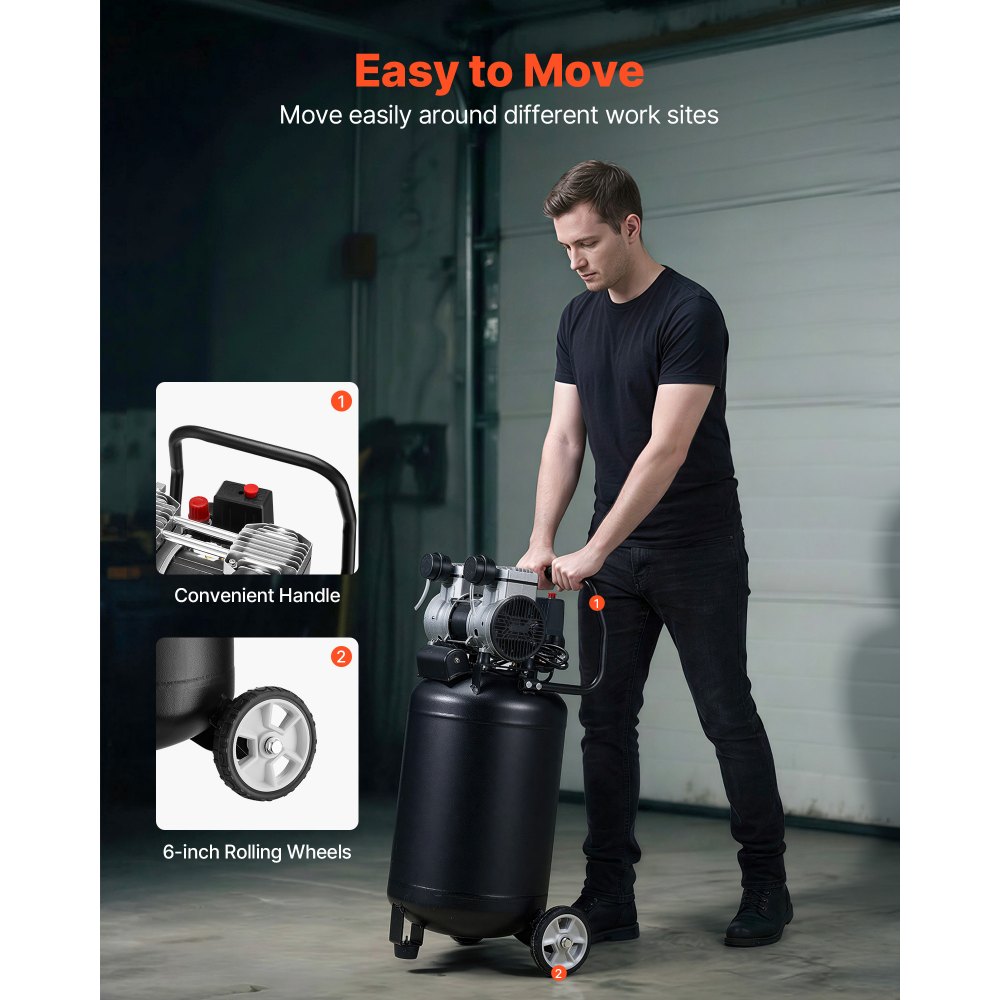 Αεροσυμπιεστής VEVOR 50L, 1,5 kW 113L/min στα 6,2 Bar, Μέγιστη πίεση 8 Bar, Δεξαμενή αεροσυμπιεστή χωρίς λάδι, Φορητός σε τροχούς για επισκευή αυτοκινήτων, φούσκωμα ελαστικών, βαφή με ψεκασμό, καρφώματα ξυλουργικών εργασιών Αεροσυμπιεστής VEVOR 50L, 1,5 kW 113L/min στα 6,2 Bar, Μέγιστη πίεση 8 Bar, Δεξαμενή αεροσυμπιεστή χωρίς λάδι, Φορητός σε τροχούς για επισκευή αυτοκινήτων, φούσκωμα ελαστικών, βαφή με ψεκασμό, καρφώματα ξυλουργικών εργασιών