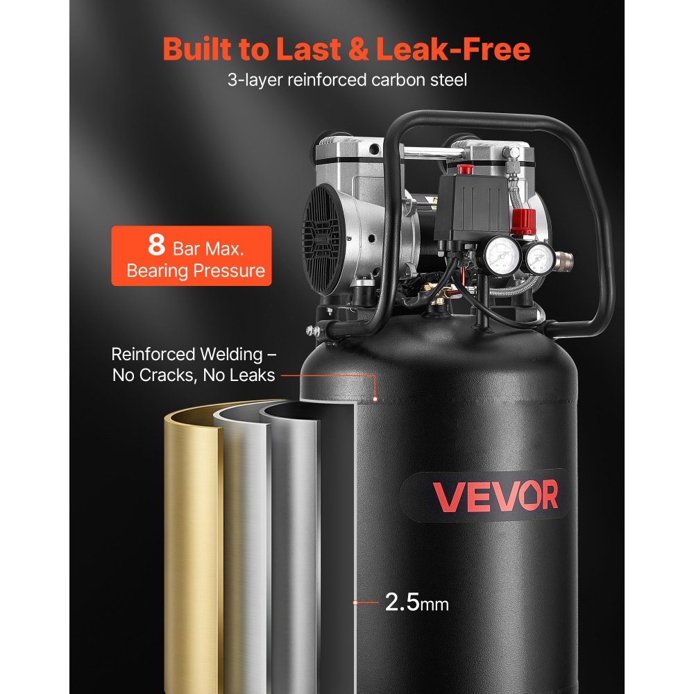 Αεροσυμπιεστής VEVOR 50L, 1,5 kW 113L/min στα 6,2 Bar, Μέγιστη πίεση 8 Bar, Δεξαμενή αεροσυμπιεστή χωρίς λάδι, Φορητός σε τροχούς για επισκευή αυτοκινήτων, φούσκωμα ελαστικών, βαφή με ψεκασμό, καρφώματα ξυλουργικών εργασιών Αεροσυμπιεστής VEVOR 50L, 1,5 kW 113L/min στα 6,2 Bar, Μέγιστη πίεση 8 Bar, Δεξαμενή αεροσυμπιεστή χωρίς λάδι, Φορητός σε τροχούς για επισκευή αυτοκινήτων, φούσκωμα ελαστικών, βαφή με ψεκασμό, καρφώματα ξυλουργικών εργασιών