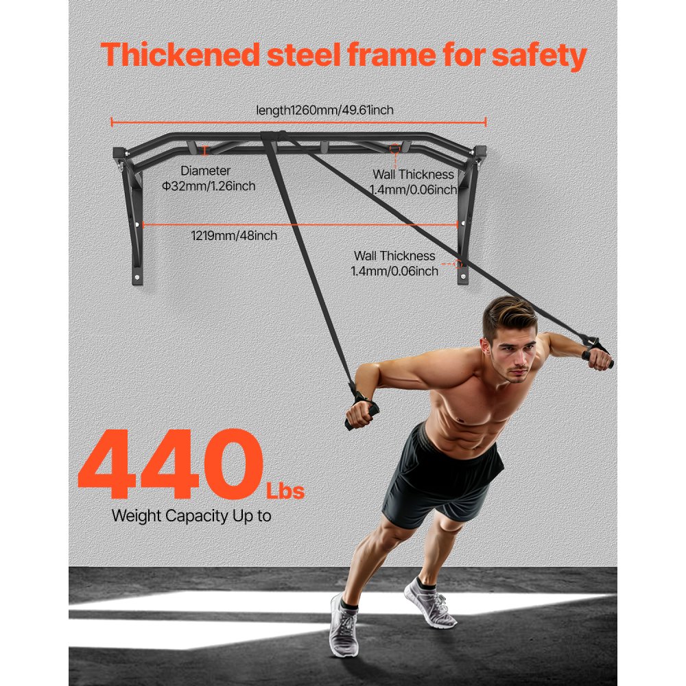 Μπάρα έλξης VEVOR, πολλαπλές λαβές για τοποθέτηση σε τοίχο, πολυλειτουργικός σταθμός εκγύμνασης με πηγούνι πλάτους 50 ιντσών, βαριές ατσάλινες μπάρες εκγύμνασης άνω μέρους σώματος με κρεμάστρες, χωρητικότητα βάρους 440 λίβρες, για γυμναστήριο στο σπίτι Μπάρα έλξης VEVOR, πολλαπλές λαβές για τοποθέτηση σε τοίχο, πολυλειτουργικός σταθμός εκγύμνασης με πηγούνι πλάτους 50 ιντσών, βαριές ατσάλινες μπάρες εκγύμνασης άνω μέρους σώματος με κρεμάστρες, χωρητικότητα βάρους 440 λίβρες, για γυμναστήριο στο σπίτι
