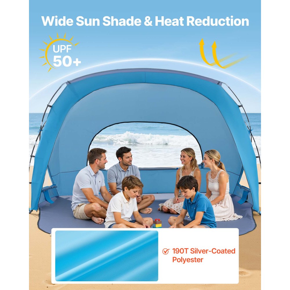 Σκηνή παραλίας VEVOR, στέγαστρο ηλίου για 6 άτομα, προστασία UPF 50+, φορητή τέντα ηλίου με τσάντα μεταφοράς και τσέπες για άμμο, ελαφριά και εύκολη εγκατάσταση ομπρέλα παραλίας για οικογενειακό κάμπινγκ, υπαίθριο πικνίκ Σκηνή παραλίας VEVOR, στέγαστρο ηλίου για 6 άτομα, προστασία UPF 50+, φορητή τέντα ηλίου με τσάντα μεταφοράς και τσέπες για άμμο, ελαφριά και εύκολη εγκατάσταση ομπρέλα παραλίας για οικογενειακό κάμπινγκ, υπαίθριο πικνίκ