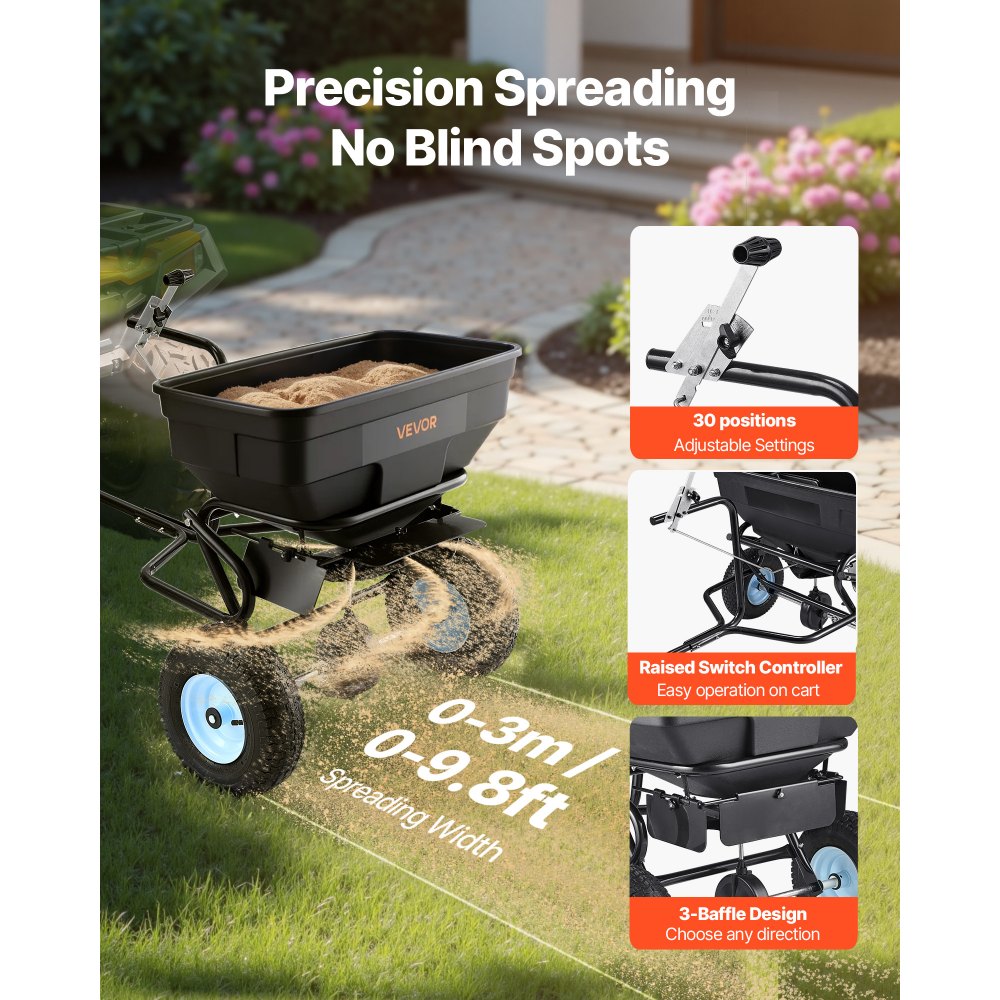 VEVOR Ρυμουλκούμενος Διανομέας Πίσω Διασποράς, Χωρητικότητα 130 λίβρες, Διανομέας Κήπου Ρυμούλκησης/Ώθησης με Ελαστικά 13 ιντσών, Ρυθμιζόμενη Ρύθμιση 30 ιντσών & Πλάτος Διασποράς 9,8 πόδια, Διανομείς Χλοοτάπητα για Σπόρους, Λίπασμα, Αλάτι, Λιωμένο Πάγο VEVOR Ρυμουλκούμενος Διανομέας Πίσω Διασποράς, Χωρητικότητα 130 λίβρες, Διανομέας Κήπου Ρυμούλκησης/Ώθησης με Ελαστικά 13 ιντσών, Ρυθμιζόμενη Ρύθμιση 30 ιντσών & Πλάτος Διασποράς 9,8 πόδια, Διανομείς Χλοοτάπητα για Σπόρους, Λίπασμα, Αλάτι, Λιωμένο Πάγο