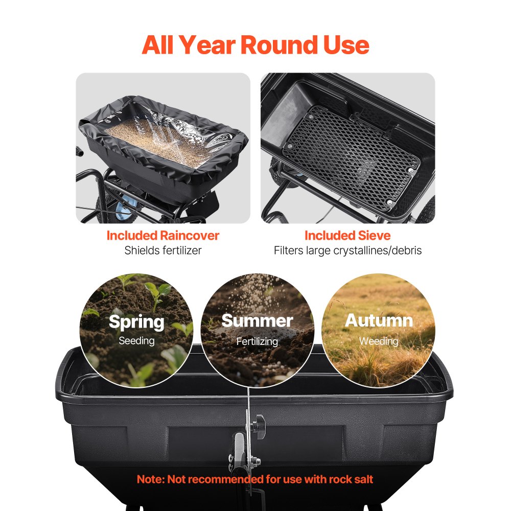 VEVOR Ρυμουλκούμενος Διανομέας Πίσω Διασποράς, Χωρητικότητα 130 λίβρες, Διανομέας Κήπου Ρυμούλκησης/Ώθησης με Ελαστικά 13 ιντσών, Ρυθμιζόμενη Ρύθμιση 30 ιντσών & Πλάτος Διασποράς 9,8 πόδια, Διανομείς Χλοοτάπητα για Σπόρους, Λίπασμα, Αλάτι, Λιωμένο Πάγο VEVOR Ρυμουλκούμενος Διανομέας Πίσω Διασποράς, Χωρητικότητα 130 λίβρες, Διανομέας Κήπου Ρυμούλκησης/Ώθησης με Ελαστικά 13 ιντσών, Ρυθμιζόμενη Ρύθμιση 30 ιντσών & Πλάτος Διασποράς 9,8 πόδια, Διανομείς Χλοοτάπητα για Σπόρους, Λίπασμα, Αλάτι, Λιωμένο Πάγο