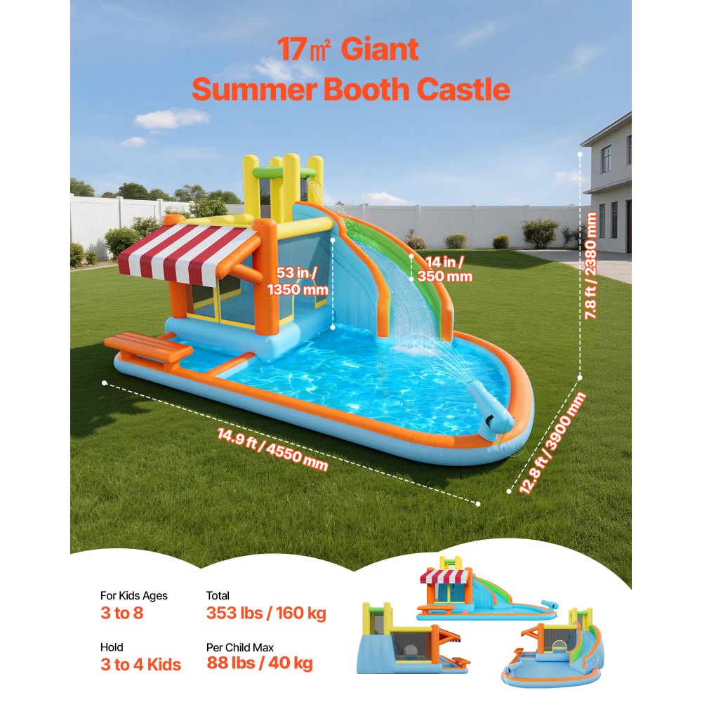 Φουσκωτό Σπιτάκι Αναπηδήσεων VEVOR, Νεροτσουλήθρα με Φουσκωτό Σπιτάκι Αναπηδήσεων 14,9 x 12,8 x 7,8 πόδια, Κάστρο-Ρελέ με Αναπηδήσεις, Ψηλή Τσουλήθρα, Πισίνα με Νερά & Περίπτερο Προσποίησης Αγοράς, για 3 έως 4 παιδιά ηλικίας 3 έως 8 ετών Φουσκωτό Σπιτάκι Αναπηδήσεων VEVOR, Νεροτσουλήθρα με Φουσκωτό Σπιτάκι Αναπηδήσεων 14,9 x 12,8 x 7,8 πόδια, Κάστρο-Ρελέ με Αναπηδήσεις, Ψηλή Τσουλήθρα, Πισίνα με Νερά & Περίπτερο Προσποίησης Αγοράς, για 3 έως 4 παιδιά ηλικίας 3 έως 8 ετών