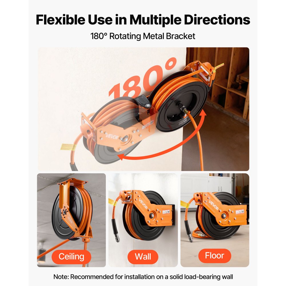 Ανασυρόμενο καρούλι λάστιχου αέρα VEVOR, υβριδικός λάστιχο αέρα 15m x 9,5mm μέγιστο 300PSI, καρούλι λάστιχων αεροσυμπιεστή με αυτόματη επανατύλιξη με είσοδο 1,52 m, περιστρεφόμενη 180° τοποθέτηση σε οροφή/τοίχο για συνεργεία γκαράζ Ανασυρόμενο καρούλι λάστιχου αέρα VEVOR, υβριδικός λάστιχο αέρα 15m x 9,5mm μέγιστο 300PSI, καρούλι λάστιχων αεροσυμπιεστή με αυτόματη επανατύλιξη με είσοδο 1,52 m, περιστρεφόμενη 180° τοποθέτηση σε οροφή/τοίχο για συνεργεία γκαράζ