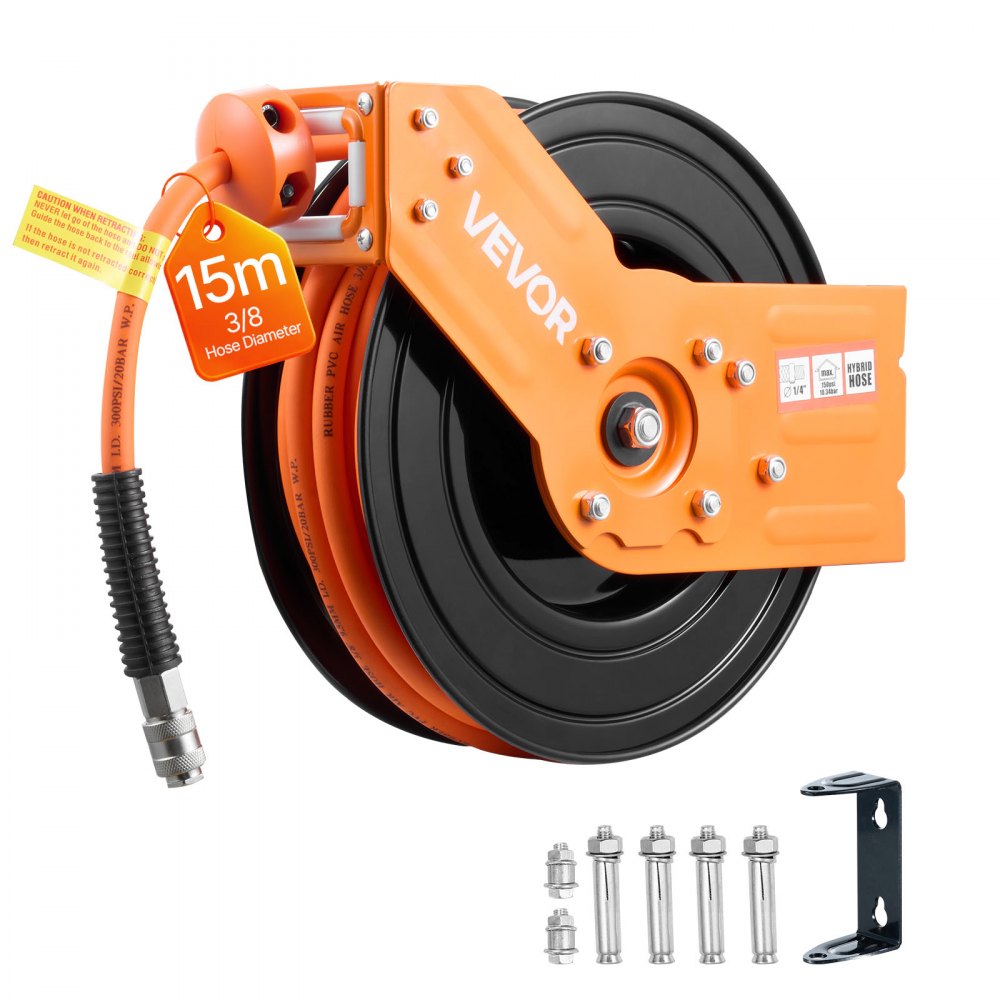 Ανασυρόμενο καρούλι λάστιχου αέρα VEVOR, υβριδικός λάστιχο αέρα 15m x 9,5mm μέγιστο 300PSI, καρούλι λάστιχων αεροσυμπιεστή με αυτόματη επανατύλιξη με είσοδο 1,52 m, περιστρεφόμενη 180° τοποθέτηση σε οροφή/τοίχο για συνεργεία γκαράζ Ανασυρόμενο καρούλι λάστιχου αέρα VEVOR, υβριδικός λάστιχο αέρα 15m x 9,5mm μέγιστο 300PSI, καρούλι λάστιχων αεροσυμπιεστή με αυτόματη επανατύλιξη με είσοδο 1,52 m, περιστρεφόμενη 180° τοποθέτηση σε οροφή/τοίχο για συνεργεία γκαράζ