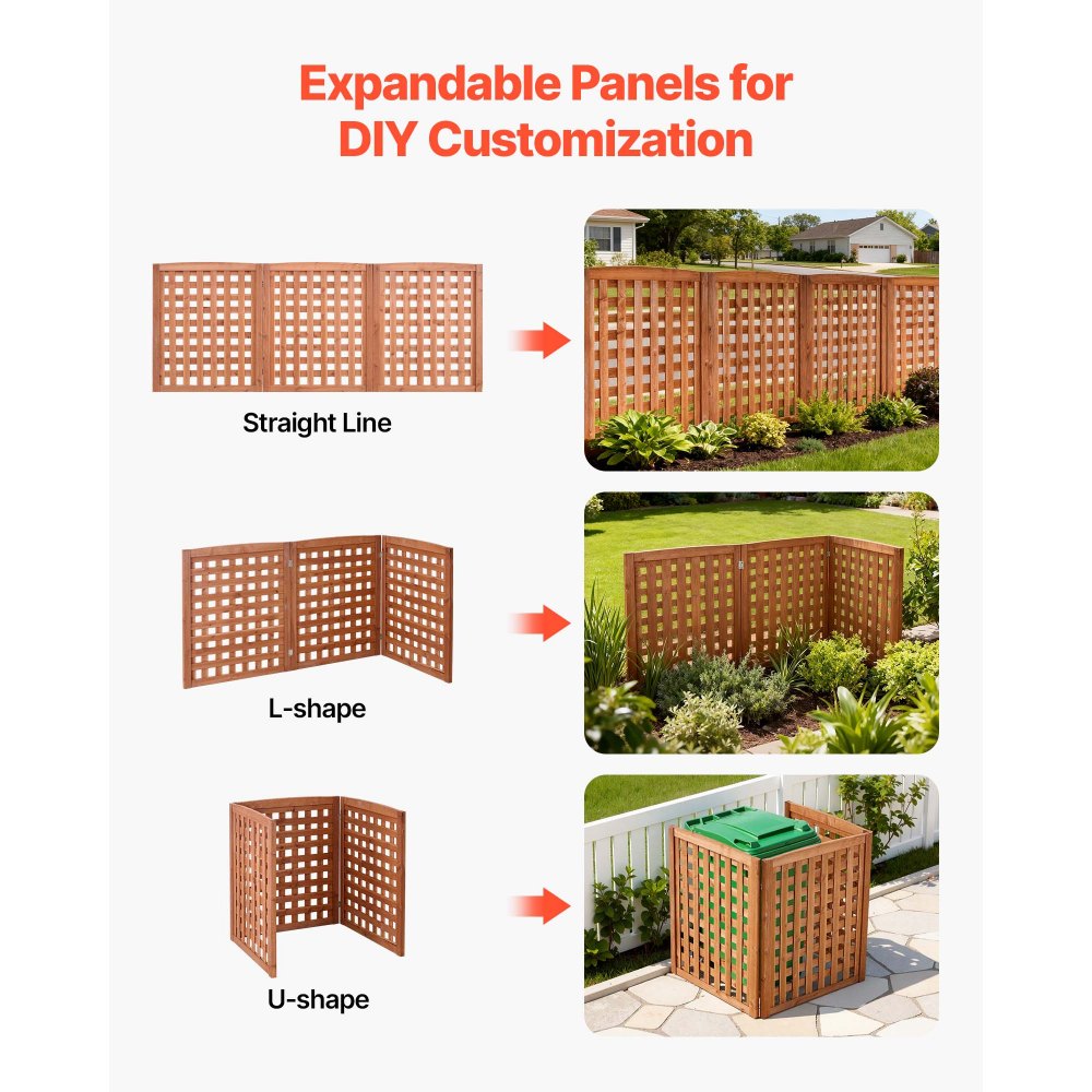 Ξύλινη περίφραξη απορρήτου VEVOR, περίφραξη κλιματιστικού 810 x 960 mm, 3 πάνελ από μασίφ ξύλο εξωτερικού χώρου με ρυθμιζόμενη γωνία, ενισχυμένη με μεντεσέδες δομή, περίφραξη για κάδους απορριμμάτων για κήπο Ξύλινη περίφραξη απορρήτου VEVOR, περίφραξη κλιματιστικού 810 x 960 mm, 3 πάνελ από μασίφ ξύλο εξωτερικού χώρου με ρυθμιζόμενη γωνία, ενισχυμένη με μεντεσέδες δομή, περίφραξη για κάδους απορριμμάτων για κήπο