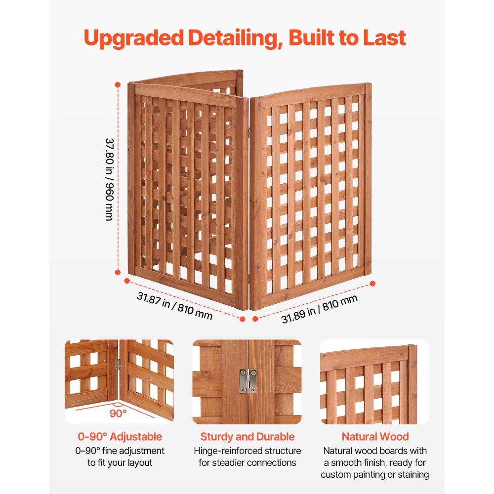Ξύλινη περίφραξη απορρήτου VEVOR, περίφραξη κλιματιστικού 810 x 960 mm, 3 πάνελ από μασίφ ξύλο εξωτερικού χώρου με ρυθμιζόμενη γωνία, ενισχυμένη με μεντεσέδες δομή, περίφραξη για κάδους απορριμμάτων για κήπο Ξύλινη περίφραξη απορρήτου VEVOR, περίφραξη κλιματιστικού 810 x 960 mm, 3 πάνελ από μασίφ ξύλο εξωτερικού χώρου με ρυθμιζόμενη γωνία, ενισχυμένη με μεντεσέδες δομή, περίφραξη για κάδους απορριμμάτων για κήπο