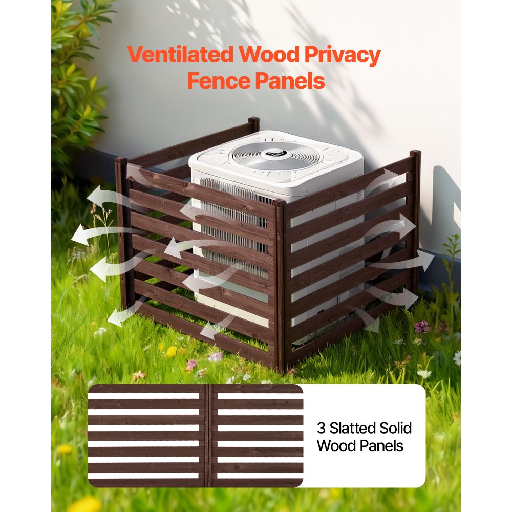 Ξύλινος φράχτης απορρήτου VEVOR, φράχτης κλιματιστικού 1230 x 945 mm, 3 πάνελ μασίφ ξύλινο πλέγμα εξωτερικού χώρου με μεταλλικούς πασσάλους, ατσάλινο πλαίσιο, φράχτες απορριμμάτων κατάλληλοι για κήπο, πισίνα Ξύλινος φράχτης απορρήτου VEVOR, φράχτης κλιματιστικού 1230 x 945 mm, 3 πάνελ μασίφ ξύλινο πλέγμα εξωτερικού χώρου με μεταλλικούς πασσάλους, ατσάλινο πλαίσιο, φράχτες απορριμμάτων κατάλληλοι για κήπο, πισίνα