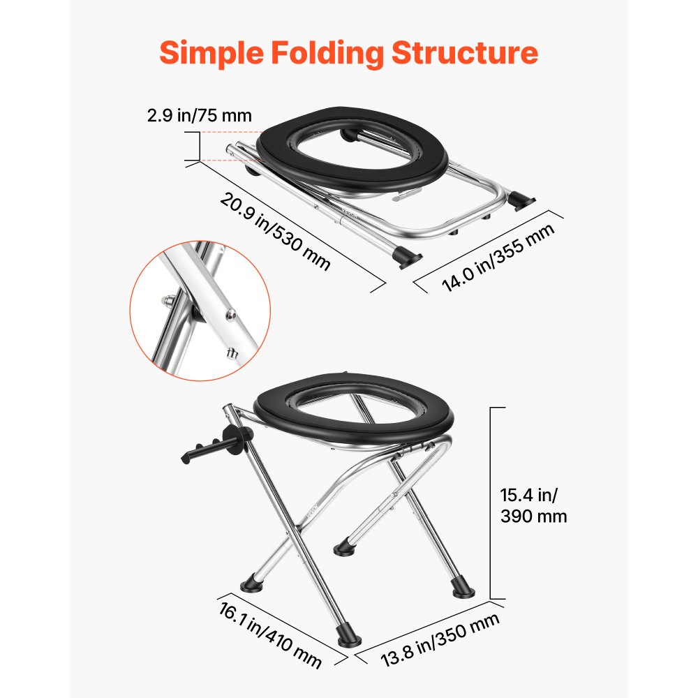 Φορητή τουαλέτα VEVOR για κάμπινγκ, χωρητικότητας 160 kg, πτυσσόμενη τουαλέτα ταξιδιού από ανοξείδωτο ατσάλι με μαλακό κάθισμα για ενήλικες, κατάλληλη για οδηγούς φορτηγών, ταξίδια με τροχόσπιτα, κάμπινγκ, οδικά ταξίδια, χρήση σε εξωτερικούς χώρους Φορητή τουαλέτα VEVOR για κάμπινγκ, χωρητικότητας 160 kg, πτυσσόμενη τουαλέτα ταξιδιού από ανοξείδωτο ατσάλι με μαλακό κάθισμα για ενήλικες, κατάλληλη για οδηγούς φορτηγών, ταξίδια με τροχόσπιτα, κάμπινγκ, οδικά ταξίδια, χρήση σε εξωτερικούς χώρους