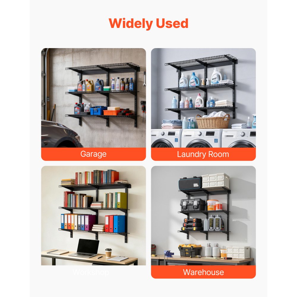 Ράφια τοίχου γκαράζ VEVOR 3 επιπέδων βαρέως τύπου, ατσάλινη μονάδα ραφιών τοίχου 275 x 914 mm, πλωτή μεταλλική βάση αποθήκευσης 275 x 914 mm ανά ράφι για γκαράζ με συνολική χωρητικότητα βάρους 204 kg, μαύρη Ράφια τοίχου γκαράζ VEVOR 3 επιπέδων βαρέως τύπου, ατσάλινη μονάδα ραφιών τοίχου 275 x 914 mm, πλωτή μεταλλική βάση αποθήκευσης 275 x 914 mm ανά ράφι για γκαράζ με συνολική χωρητικότητα βάρους 204 kg, μαύρη