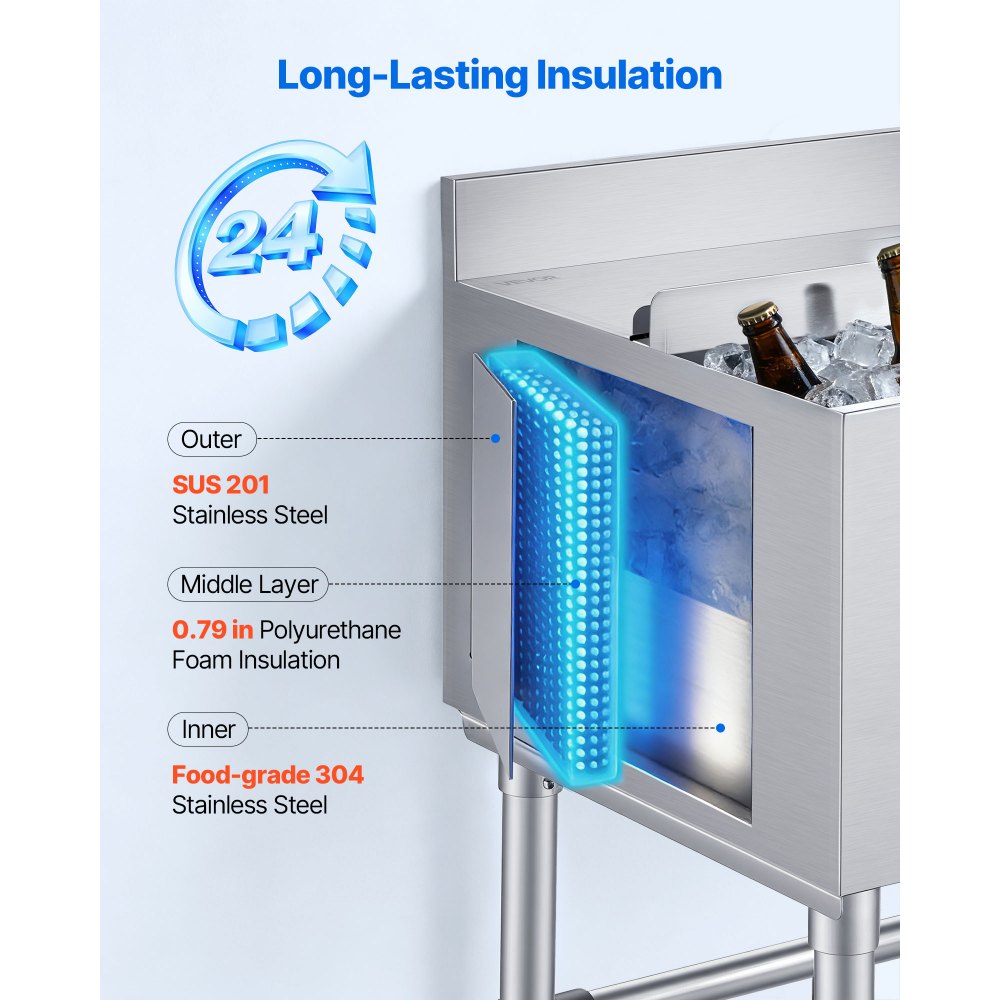 Κάδος πάγου VEVOR Commercial, μέγιστη χωρητικότητα 46,7 L, ψυγείο πάγου από ανοξείδωτο ατσάλι 455 x 455 x 850 mm με συρόμενο καπάκι και θήκες για μπουκάλια, ψυγείο-καρότσι για κοκτέιλ για μπαρ, εστιατόριο, παμπ, με πιστοποίηση NSF Κάδος πάγου VEVOR Commercial, μέγιστη χωρητικότητα 46,7 L, ψυγείο πάγου από ανοξείδωτο ατσάλι 455 x 455 x 850 mm με συρόμενο καπάκι και θήκες για μπουκάλια, ψυγείο-καρότσι για κοκτέιλ για μπαρ, εστιατόριο, παμπ, με πιστοποίηση NSF