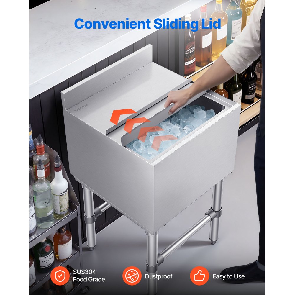 Κάδος πάγου VEVOR Commercial, μέγιστη χωρητικότητα 46,7 L, ψυγείο πάγου από ανοξείδωτο ατσάλι 455 x 455 x 850 mm με συρόμενο καπάκι και θήκες για μπουκάλια, ψυγείο-καρότσι για κοκτέιλ για μπαρ, εστιατόριο, παμπ, με πιστοποίηση NSF Κάδος πάγου VEVOR Commercial, μέγιστη χωρητικότητα 46,7 L, ψυγείο πάγου από ανοξείδωτο ατσάλι 455 x 455 x 850 mm με συρόμενο καπάκι και θήκες για μπουκάλια, ψυγείο-καρότσι για κοκτέιλ για μπαρ, εστιατόριο, παμπ, με πιστοποίηση NSF