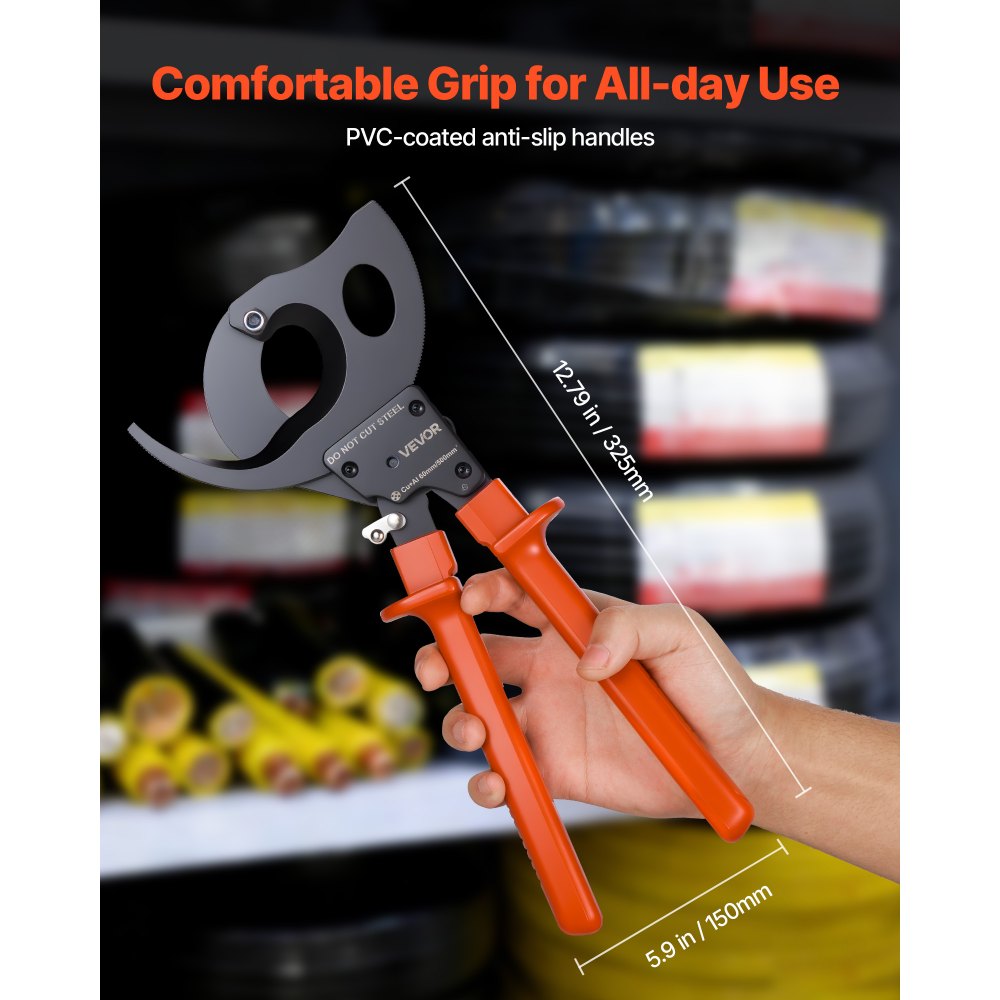 Κόφτης καλωδίων με καστάνια VEVOR, λεπίδες από ελατήριο χάλυβα με λαβές με επίστρωση PVC, κουμπί γρήγορης απελευθέρωσης, κόφτης καλωδίων με καστάνια βαρέως τύπου για κοπή καλωδίων χαλκού και αλουμινίου έως 1000 MCM / 500 mm² Κόφτης καλωδίων με καστάνια VEVOR, λεπίδες από ελατήριο χάλυβα με λαβές με επίστρωση PVC, κουμπί γρήγορης απελευθέρωσης, κόφτης καλωδίων με καστάνια βαρέως τύπου για κοπή καλωδίων χαλκού και αλουμινίου έως 1000 MCM / 500 mm²