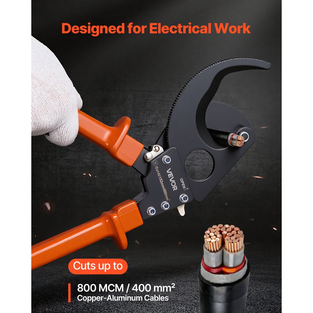 Κόφτης καλωδίων με καστάνια VEVOR, λεπίδες από ελατήριο χάλυβα με λαβές με επίστρωση PVC, κουμπί γρήγορης απελευθέρωσης, κόφτης καλωδίων με καστάνια βαρέως τύπου για κοπή καλωδίων χαλκού και αλουμινίου έως 800 MCM / 400 mm² Κόφτης καλωδίων με καστάνια VEVOR, λεπίδες από ελατήριο χάλυβα με λαβές με επίστρωση PVC, κουμπί γρήγορης απελευθέρωσης, κόφτης καλωδίων με καστάνια βαρέως τύπου για κοπή καλωδίων χαλκού και αλουμινίου έως 800 MCM / 400 mm²