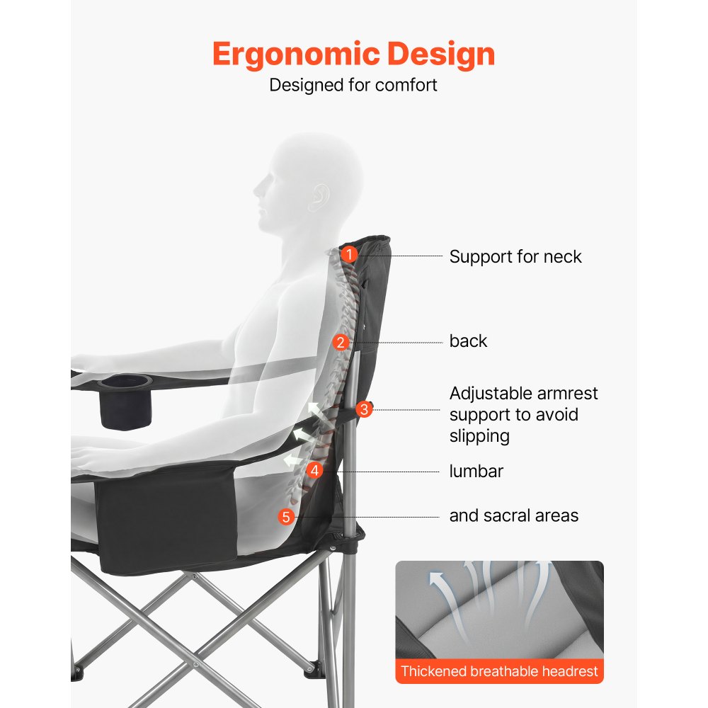 Καρέκλες κάμπινγκ VEVOR μεγάλου μεγέθους, 204 kg βαρέως τύπου στήριξη, φορητές πτυσσόμενες καρέκλες κάμπινγκ με επενδεδυμένη πλάτη και μπράτσα, θήκη για ποτήρια και πλαϊνή τσέπη, τσάντα ψυγείου, τσάντες μεταφοράς για υπαίθριες δραστηριότητες, ψάρεμα, 2 τεμάχια Καρέκλες κάμπινγκ VEVOR μεγάλου μεγέθους, 204 kg βαρέως τύπου στήριξη, φορητές πτυσσόμενες καρέκλες κάμπινγκ με επενδεδυμένη πλάτη και μπράτσα, θήκη για ποτήρια και πλαϊνή τσέπη, τσάντα ψυγείου, τσάντες μεταφοράς για υπαίθριες δραστηριότητες, ψάρεμα, 2 τεμάχια