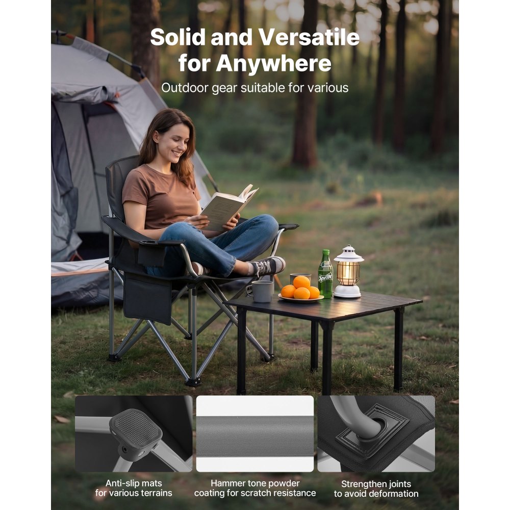 Καρέκλες κάμπινγκ VEVOR μεγάλου μεγέθους, 204 kg βαρέως τύπου στήριξη, φορητές πτυσσόμενες καρέκλες κάμπινγκ με επενδεδυμένη πλάτη και μπράτσα, θήκη για ποτήρια και πλαϊνή τσέπη, τσάντα ψυγείου, τσάντες μεταφοράς για υπαίθριες δραστηριότητες, ψάρεμα, 2 τεμάχια Καρέκλες κάμπινγκ VEVOR μεγάλου μεγέθους, 204 kg βαρέως τύπου στήριξη, φορητές πτυσσόμενες καρέκλες κάμπινγκ με επενδεδυμένη πλάτη και μπράτσα, θήκη για ποτήρια και πλαϊνή τσέπη, τσάντα ψυγείου, τσάντες μεταφοράς για υπαίθριες δραστηριότητες, ψάρεμα, 2 τεμάχια