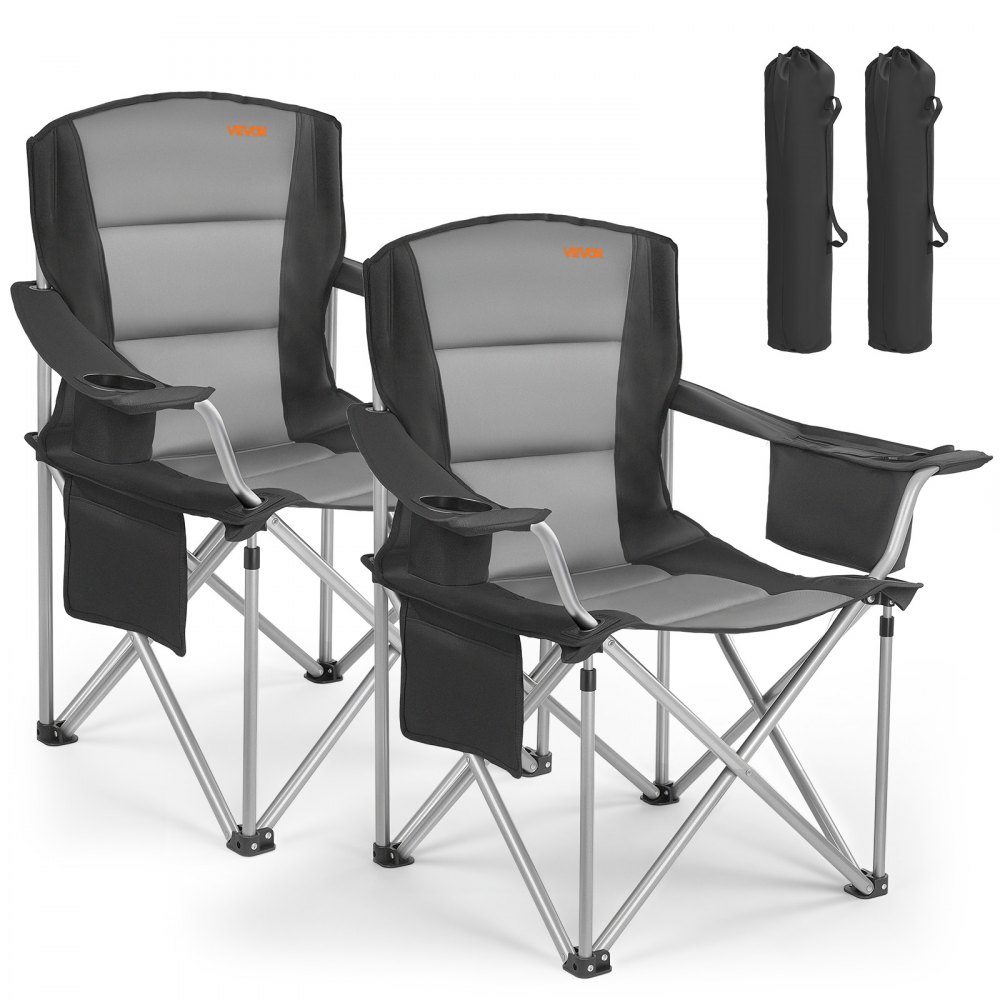 Καρέκλες κάμπινγκ VEVOR μεγάλου μεγέθους, 204 kg βαρέως τύπου στήριξη, φορητές πτυσσόμενες καρέκλες κάμπινγκ με επενδεδυμένη πλάτη και μπράτσα, θήκη για ποτήρια και πλαϊνή τσέπη, τσάντα ψυγείου, τσάντες μεταφοράς για υπαίθριες δραστηριότητες, ψάρεμα, 2 τεμάχια Καρέκλες κάμπινγκ VEVOR μεγάλου μεγέθους, 204 kg βαρέως τύπου στήριξη, φορητές πτυσσόμενες καρέκλες κάμπινγκ με επενδεδυμένη πλάτη και μπράτσα, θήκη για ποτήρια και πλαϊνή τσέπη, τσάντα ψυγείου, τσάντες μεταφοράς για υπαίθριες δραστηριότητες, ψάρεμα, 2 τεμάχια