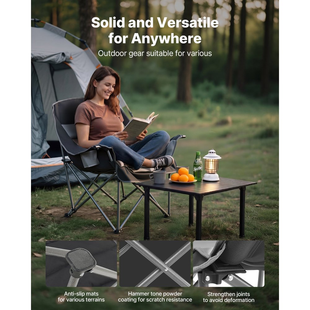 VEVOR Υπερμεγέθεις Καρέκλες Κάμπινγκ, Βαρέως Τύπου 204 kg, Φορητές Πτυσσόμενες Καρέκλες Κάμπινγκ με Επενδυμένη Επένδυση και Διπλές Θήκες για Ποτήρια & Θήκες για Ποτήρια Κρασιού, Τσάντα Μεταφοράς για Υπαίθριες Χρήσης, Ψάρεμα, Μαύρο & Γκρι, 1 Πακέτο VEVOR Υπερμεγέθεις Καρέκλες Κάμπινγκ, Βαρέως Τύπου 204 kg, Φορητές Πτυσσόμενες Καρέκλες Κάμπινγκ με Επενδυμένη Επένδυση και Διπλές Θήκες για Ποτήρια & Θήκες για Ποτήρια Κρασιού, Τσάντα Μεταφοράς για Υπαίθριες Χρήσης, Ψάρεμα, Μαύρο & Γκρι, 1 Πακέτο
