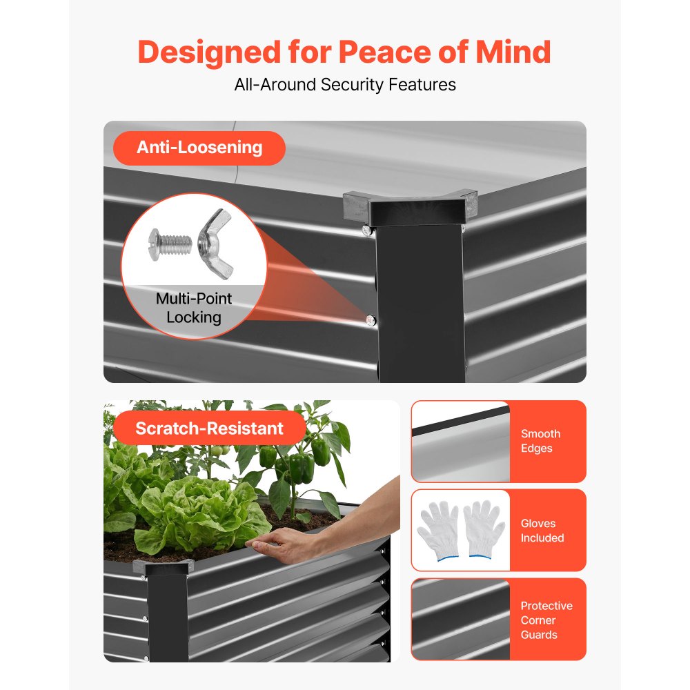 VEVOR 2 τεμάχια γαλβανισμένα υπερυψωμένα παρτέρια κήπου, 2030 x 1020 x 460 mm, Κιτ ορθογώνιων μεταλλικών κουτιών γλάστρας εξωτερικού χώρου, Υπερυψωμένο κουτί φύτευσης με γάντια, Alu-Zinc, για καλλιέργεια λουλουδιών και λαχανικών, σκούρο γκρι VEVOR 2 τεμάχια γαλβανισμένα υπερυψωμένα παρτέρια κήπου, 2030 x 1020 x 460 mm, Κιτ ορθογώνιων μεταλλικών κουτιών γλάστρας εξωτερικού χώρου, Υπερυψωμένο κουτί φύτευσης με γάντια, Alu-Zinc, για καλλιέργεια λουλουδιών και λαχανικών, σκούρο γκρι