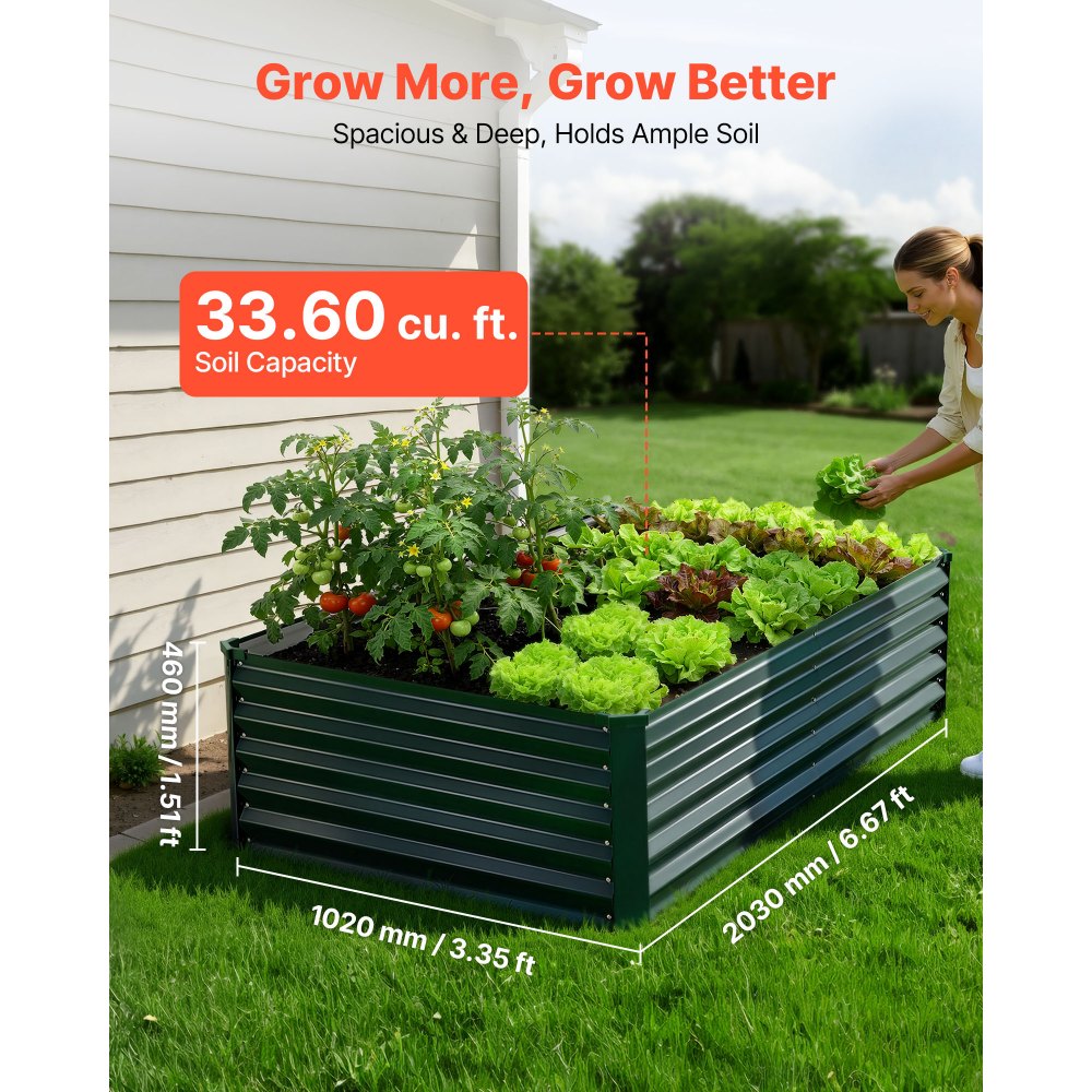 Γαλβανισμένο υπερυψωμένο παρτέρι VEVOR, 2030 x 1020 x 460 mm, Κιτ ορθογώνιας μεταλλικής γλάστρας εξωτερικού χώρου, Ανθεκτικό στη σκουριά υπερυψωμένο κουτί φύτευσης με γάντια, Alu-Zinc, για καλλιέργεια λουλουδιών και λαχανικών, σκούρο πράσινο Γαλβανισμένο υπερυψωμένο παρτέρι VEVOR, 2030 x 1020 x 460 mm, Κιτ ορθογώνιας μεταλλικής γλάστρας εξωτερικού χώρου, Ανθεκτικό στη σκουριά υπερυψωμένο κουτί φύτευσης με γάντια, Alu-Zinc, για καλλιέργεια λουλουδιών και λαχανικών, σκούρο πράσινο