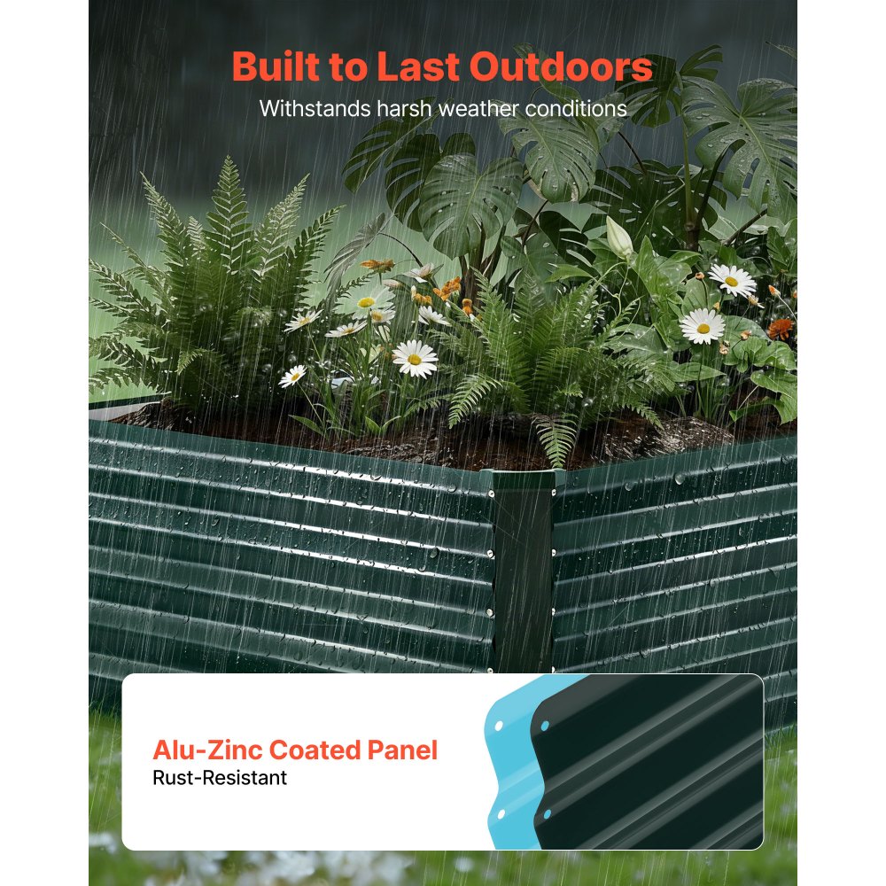 Γαλβανισμένο υπερυψωμένο παρτέρι VEVOR, 2030 x 1020 x 460 mm, Κιτ ορθογώνιας μεταλλικής γλάστρας εξωτερικού χώρου, Ανθεκτικό στη σκουριά υπερυψωμένο κουτί φύτευσης με γάντια, Alu-Zinc, για καλλιέργεια λουλουδιών και λαχανικών, σκούρο πράσινο Γαλβανισμένο υπερυψωμένο παρτέρι VEVOR, 2030 x 1020 x 460 mm, Κιτ ορθογώνιας μεταλλικής γλάστρας εξωτερικού χώρου, Ανθεκτικό στη σκουριά υπερυψωμένο κουτί φύτευσης με γάντια, Alu-Zinc, για καλλιέργεια λουλουδιών και λαχανικών, σκούρο πράσινο