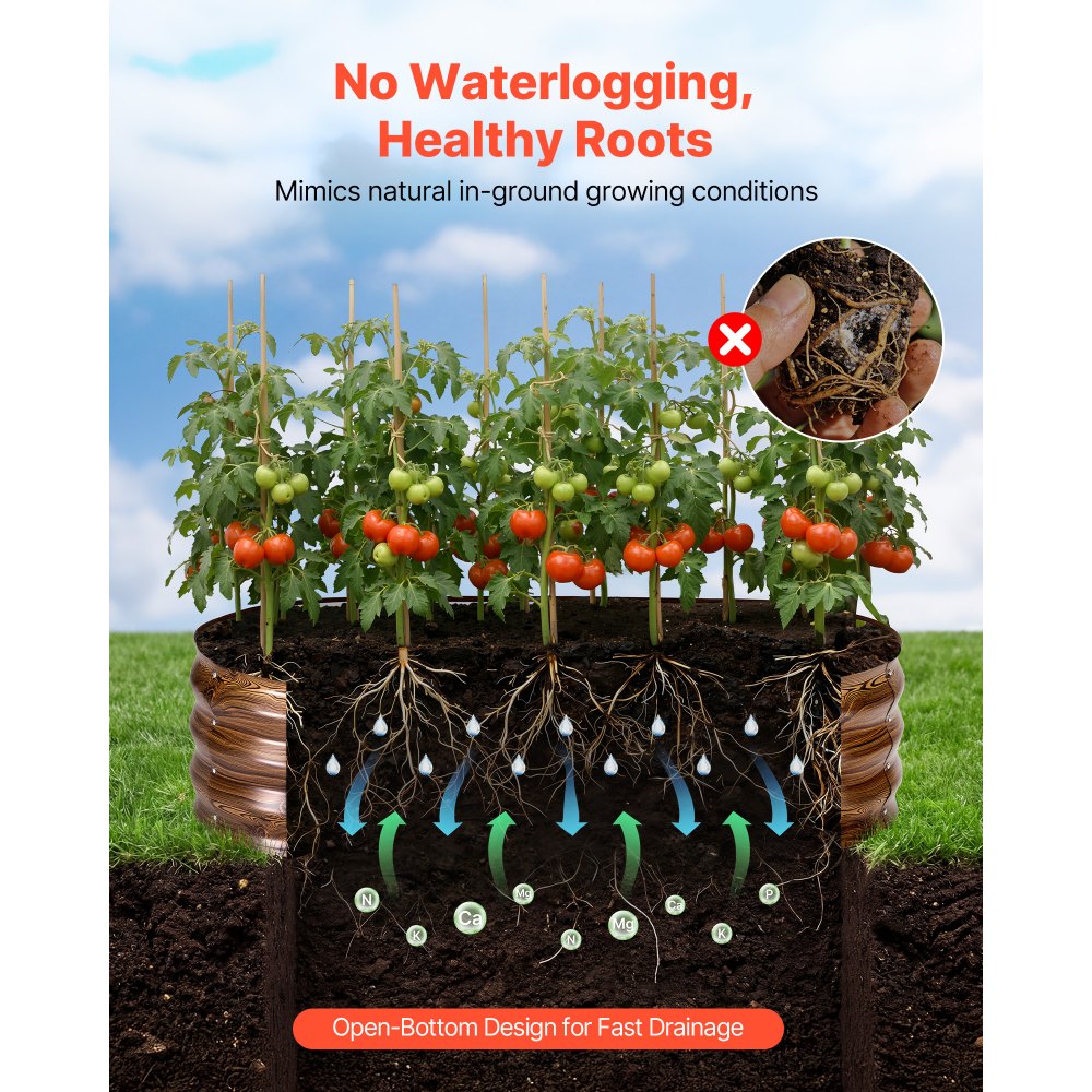 VEVOR 2 τεμάχια γαλβανισμένα υπερυψωμένα παρτέρια κήπου, 1200 x 600 x 300 mm, Κιτ οβάλ μεταλλικών κουτιών γλάστρας εξωτερικού χώρου, Κουτί κήπου χωρίς πάτο με γάντια, Alu-Zinc, για φύτευση λουλουδιών και λαχανικών, με βαθύ κόκκο ξύλου VEVOR 2 τεμάχια γαλβανισμένα υπερυψωμένα παρτέρια κήπου, 1200 x 600 x 300 mm, Κιτ οβάλ μεταλλικών κουτιών γλάστρας εξωτερικού χώρου, Κουτί κήπου χωρίς πάτο με γάντια, Alu-Zinc, για φύτευση λουλουδιών και λαχανικών, με βαθύ κόκκο ξύλου