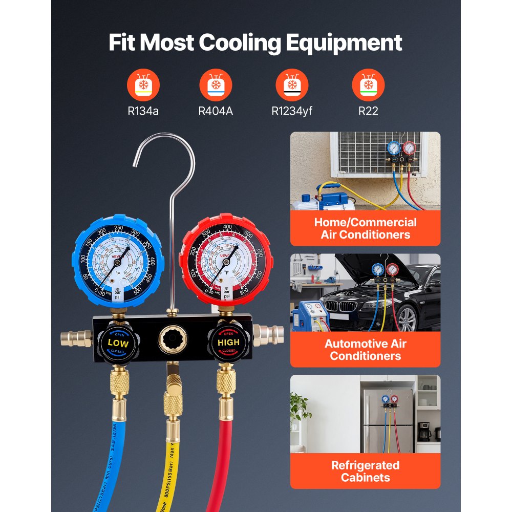 Σετ μετρητών πολλαπλής εισαγωγής AC VEVOR για ψυκτικό R134a R404A R1234yf R22, μετρητής AC 3 κατευθύνσεων με σωλήνες 1,5 m, προσαρμογείς, ταχυσύνδεσμοι, βρύσες για συντήρηση κλιματιστικών αυτοκινήτων, εκκένωση φόρτισης Σετ μετρητών πολλαπλής εισαγωγής AC VEVOR για ψυκτικό R134a R404A R1234yf R22, μετρητής AC 3 κατευθύνσεων με σωλήνες 1,5 m, προσαρμογείς, ταχυσύνδεσμοι, βρύσες για συντήρηση κλιματιστικών αυτοκινήτων, εκκένωση φόρτισης