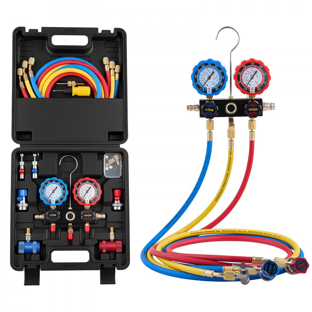 Σετ μετρητών πολλαπλής εισαγωγής AC VEVOR για ψυκτικό R134a R404A R1234yf R22, μετρητής AC 3 κατευθύνσεων με σωλήνες 1,5 m, προσαρμογείς, ταχυσύνδεσμοι, βρύσες για συντήρηση κλιματιστικών αυτοκινήτων, εκκένωση φόρτισης Σετ μετρητών πολλαπλής εισαγωγής AC VEVOR για ψυκτικό R134a R404A R1234yf R22, μετρητής AC 3 κατευθύνσεων με σωλήνες 1,5 m, προσαρμογείς, ταχυσύνδεσμοι, βρύσες για συντήρηση κλιματιστικών αυτοκινήτων, εκκένωση φόρτισης