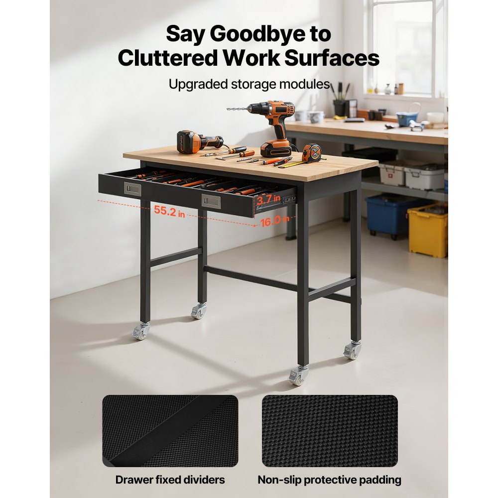 Πάγκος εργασίας VEVOR 1220 mm, χωρητικότητα φορτίου 680 kg, πάγκος εργασίας γκαράζ με συρτάρι και ρόδες, πάγκος εργαστηρίου με ρόδες, βαρέως τύπου τραπέζι εργασίας από ξύλο βελανιδιάς για γκαράζ, εργαστήριο, γραφείο και σπίτι Πάγκος εργασίας VEVOR 1220 mm, χωρητικότητα φορτίου 680 kg, πάγκος εργασίας γκαράζ με συρτάρι και ρόδες, πάγκος εργαστηρίου με ρόδες, βαρέως τύπου τραπέζι εργασίας από ξύλο βελανιδιάς για γκαράζ, εργαστήριο, γραφείο και σπίτι