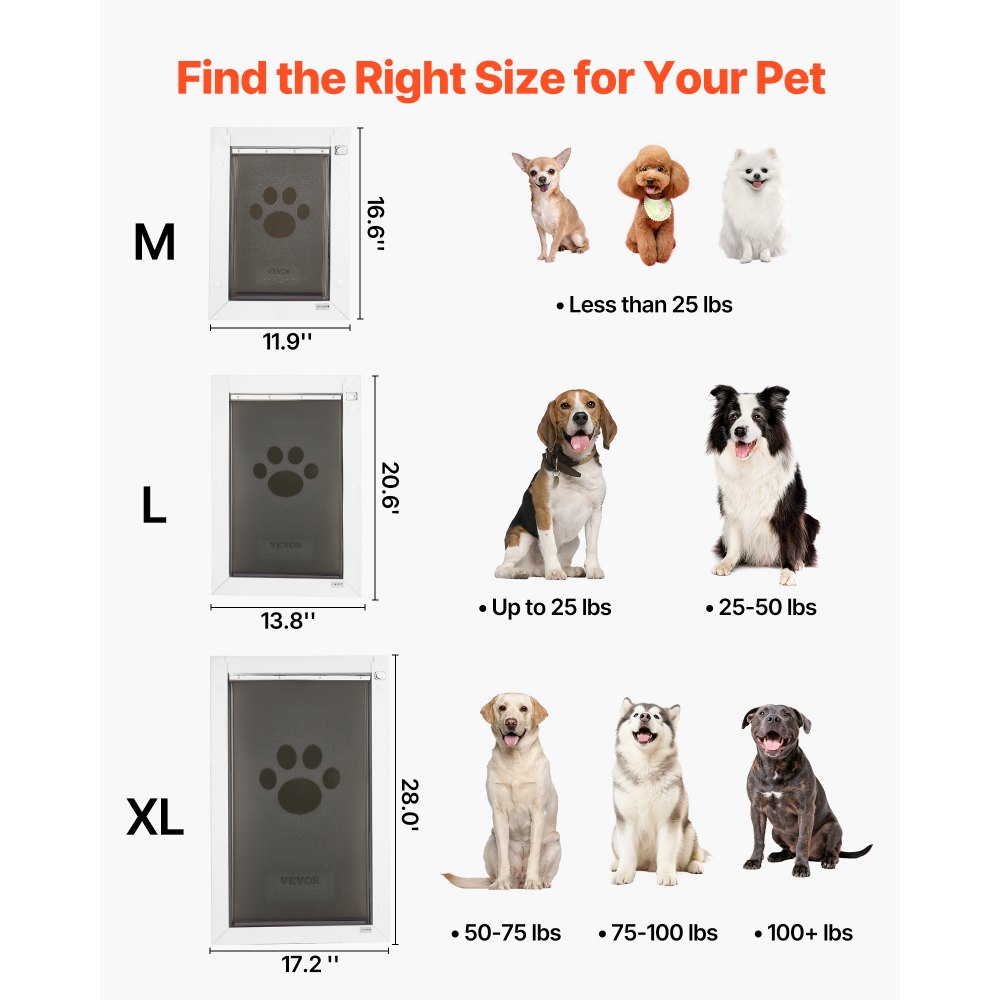 Πόρτα για κατοικίδια VEVOR, Μεγάλη, με τρία μαγνητικά πτερύγια και μεταλλικό πλαίσιο, Ανθεκτική και ανθεκτική στις καιρικές συνθήκες πόρτα σκύλου για εσωτερικές και εξωτερικές πόρτες, Εύκολη εγκατάσταση, Εύκολη είσοδος και έξοδος για σκύλους, Λευκή Πόρτα για κατοικίδια VEVOR, Μεγάλη, με τρία μαγνητικά πτερύγια και μεταλλικό πλαίσιο, Ανθεκτική και ανθεκτική στις καιρικές συνθήκες πόρτα σκύλου για εσωτερικές και εξωτερικές πόρτες, Εύκολη εγκατάσταση, Εύκολη είσοδος και έξοδος για σκύλους, Λευκή