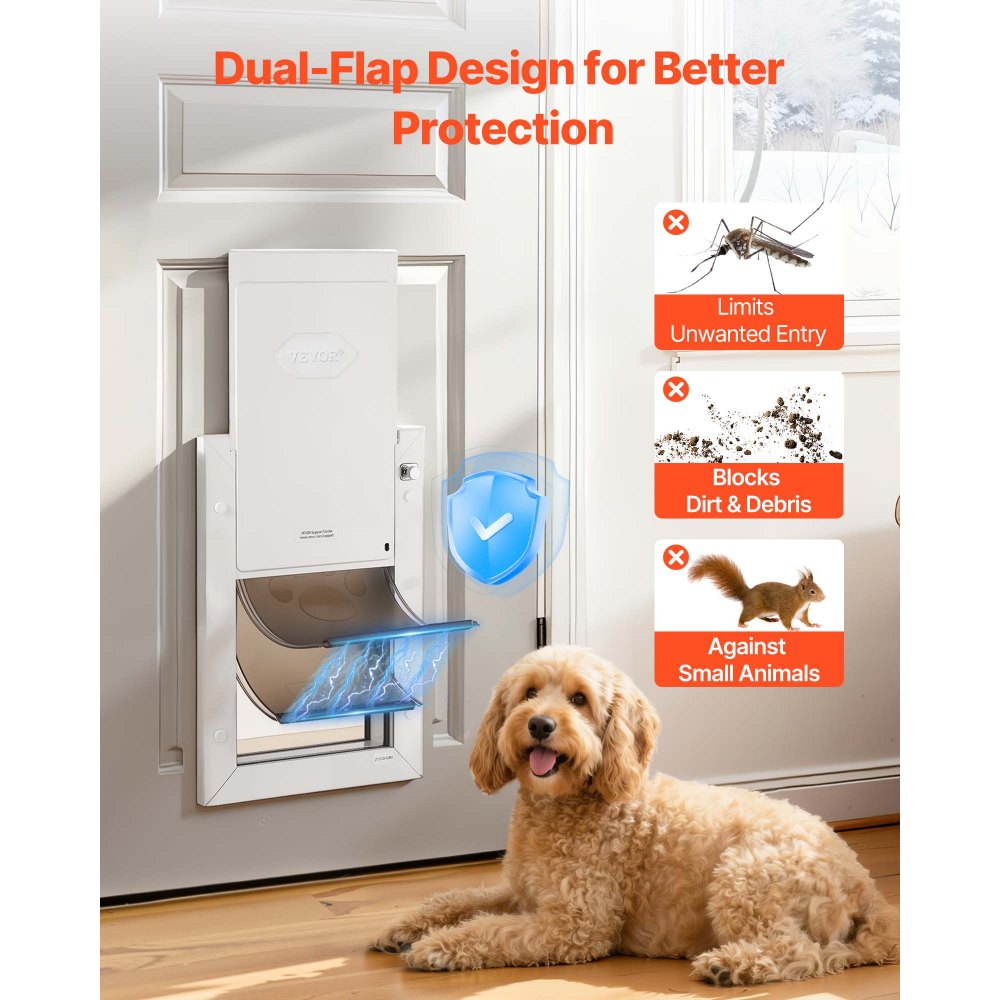 Πόρτα για κατοικίδια VEVOR, μεσαία, με διπλά μαγνητικά πτερύγια και μεταλλικό πλαίσιο, Ανθεκτική και ανθεκτική στις καιρικές συνθήκες πόρτα σκύλου για εσωτερικές και εξωτερικές πόρτες, εύκολη εγκατάσταση, εύκολη πρόσβαση μέσα και έξω για σκύλους, λευκή Πόρτα για κατοικίδια VEVOR, μεσαία, με διπλά μαγνητικά πτερύγια και μεταλλικό πλαίσιο, Ανθεκτική και ανθεκτική στις καιρικές συνθήκες πόρτα σκύλου για εσωτερικές και εξωτερικές πόρτες, εύκολη εγκατάσταση, εύκολη πρόσβαση μέσα και έξω για σκύλους, λευκή
