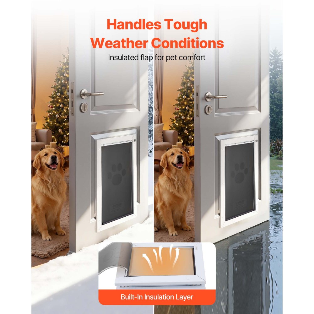 Πόρτα για κατοικίδια VEVOR, πολύ μεγάλη, με τρία μαγνητικά πτερύγια και μεταλλικό πλαίσιο, ισχυρή και ανθεκτική στις καιρικές συνθήκες πόρτα σκύλου για εσωτερικές και εξωτερικές πόρτες, εύκολη εγκατάσταση, εύκολη πρόσβαση μέσα και έξω για σκυλάκια, λευκή Πόρτα για κατοικίδια VEVOR, πολύ μεγάλη, με τρία μαγνητικά πτερύγια και μεταλλικό πλαίσιο, ισχυρή και ανθεκτική στις καιρικές συνθήκες πόρτα σκύλου για εσωτερικές και εξωτερικές πόρτες, εύκολη εγκατάσταση, εύκολη πρόσβαση μέσα και έξω για σκυλάκια, λευκή