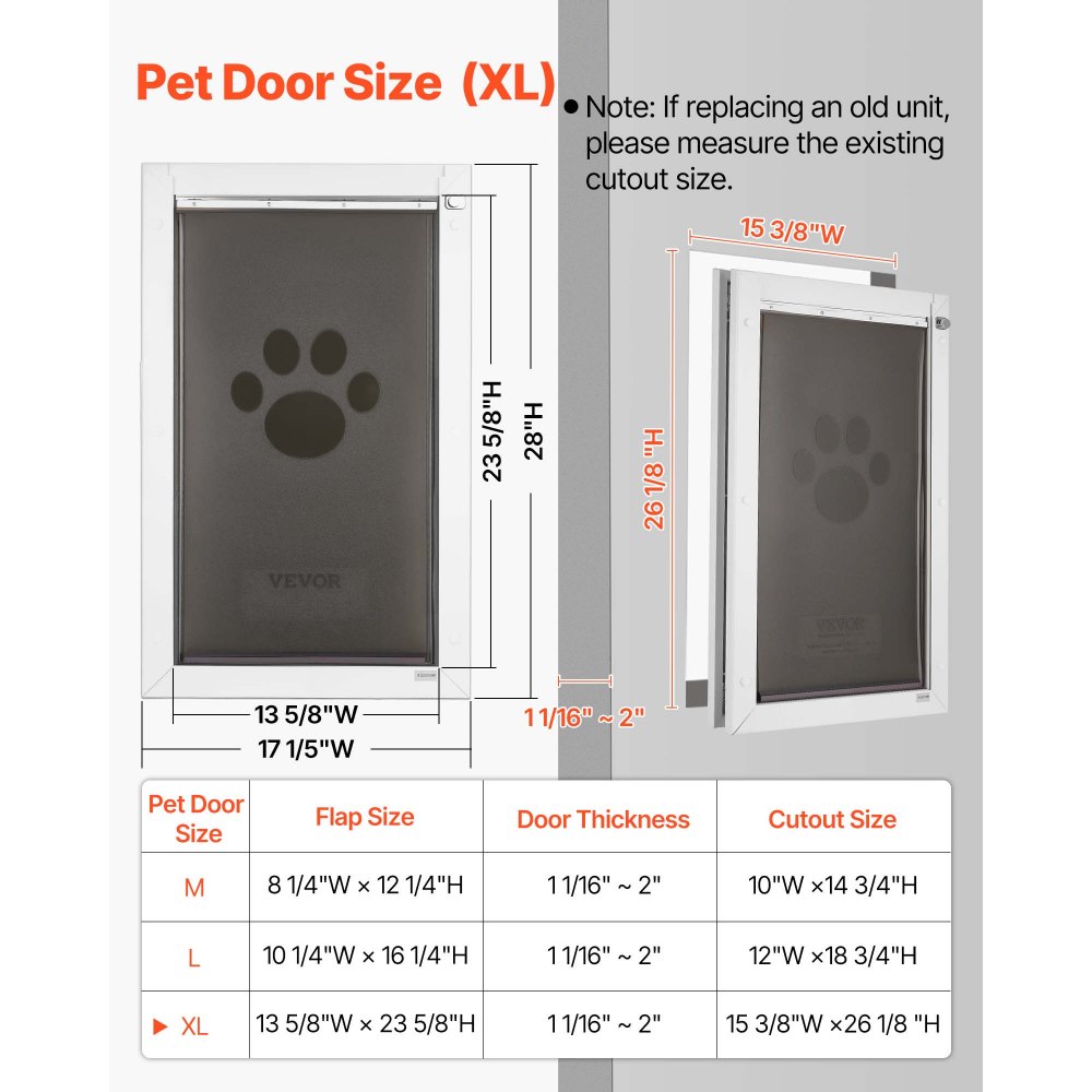 Πόρτα για κατοικίδια VEVOR, πολύ μεγάλη, με τρία μαγνητικά πτερύγια και μεταλλικό πλαίσιο, ισχυρή και ανθεκτική στις καιρικές συνθήκες πόρτα σκύλου για εσωτερικές και εξωτερικές πόρτες, εύκολη εγκατάσταση, εύκολη πρόσβαση μέσα και έξω για σκυλάκια, λευκή Πόρτα για κατοικίδια VEVOR, πολύ μεγάλη, με τρία μαγνητικά πτερύγια και μεταλλικό πλαίσιο, ισχυρή και ανθεκτική στις καιρικές συνθήκες πόρτα σκύλου για εσωτερικές και εξωτερικές πόρτες, εύκολη εγκατάσταση, εύκολη πρόσβαση μέσα και έξω για σκυλάκια, λευκή