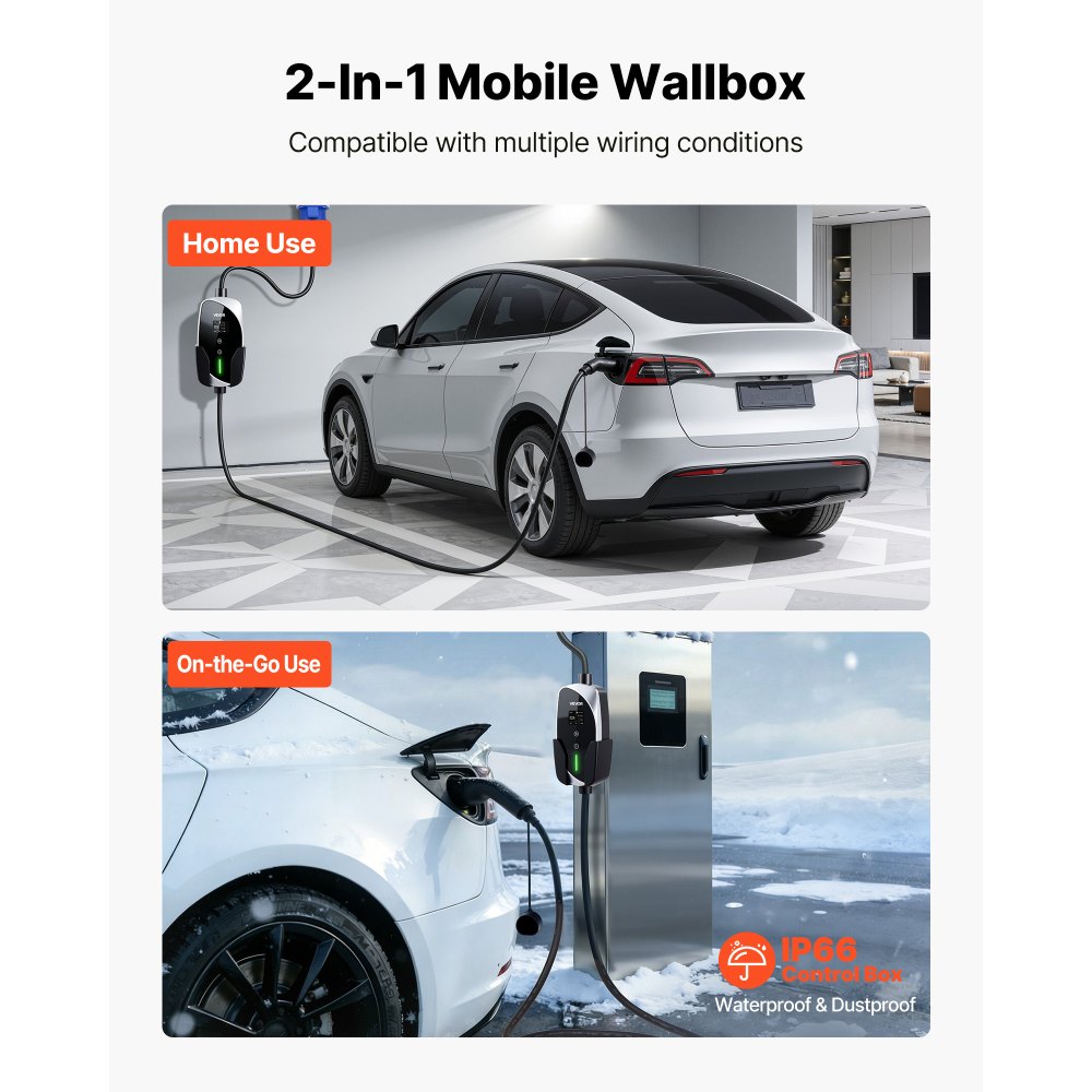 Φορητός επιτοίχιος φορτιστής VEVOR, 7,4 kW 32A, Φορητός φορτιστής ηλεκτρικού οχήματος τύπου 2, Μονοφασικός φορτιστής αυτοκινήτου ηλεκτρικού οχήματος με καλώδιο φόρτισης 6 μέτρων, βύσμα CEE, οθόνη LCD, ρυθμιζόμενος σταθμός φόρτισης ηλεκτρικού οχήματος, κιβώτιο ελέγχου IP66 Φορητός επιτοίχιος φορτιστής VEVOR, 7,4 kW 32A, Φορητός φορτιστής ηλεκτρικού οχήματος τύπου 2, Μονοφασικός φορτιστής αυτοκινήτου ηλεκτρικού οχήματος με καλώδιο φόρτισης 6 μέτρων, βύσμα CEE, οθόνη LCD, ρυθμιζόμενος σταθμός φόρτισης ηλεκτρικού οχήματος, κιβώτιο ελέγχου IP66