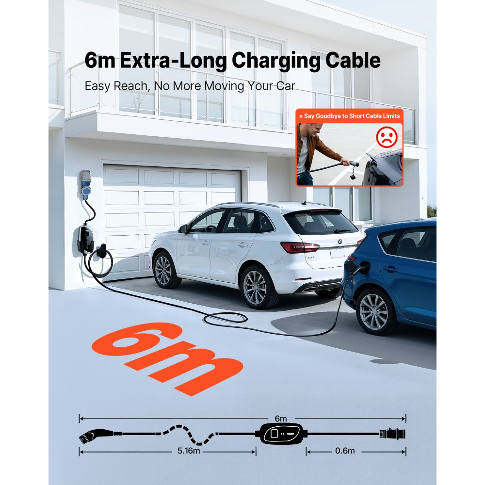 Φορητός επιτοίχιος φορτιστής VEVOR, 7,4 kW 32A, Φορητός φορτιστής ηλεκτρικού οχήματος τύπου 2, Μονοφασικός φορτιστής αυτοκινήτου ηλεκτρικού οχήματος με καλώδιο φόρτισης 6 μέτρων, βύσμα CEE, οθόνη LCD, ρυθμιζόμενος σταθμός φόρτισης ηλεκτρικού οχήματος, κιβώτιο ελέγχου IP66 Φορητός επιτοίχιος φορτιστής VEVOR, 7,4 kW 32A, Φορητός φορτιστής ηλεκτρικού οχήματος τύπου 2, Μονοφασικός φορτιστής αυτοκινήτου ηλεκτρικού οχήματος με καλώδιο φόρτισης 6 μέτρων, βύσμα CEE, οθόνη LCD, ρυθμιζόμενος σταθμός φόρτισης ηλεκτρικού οχήματος, κιβώτιο ελέγχου IP66