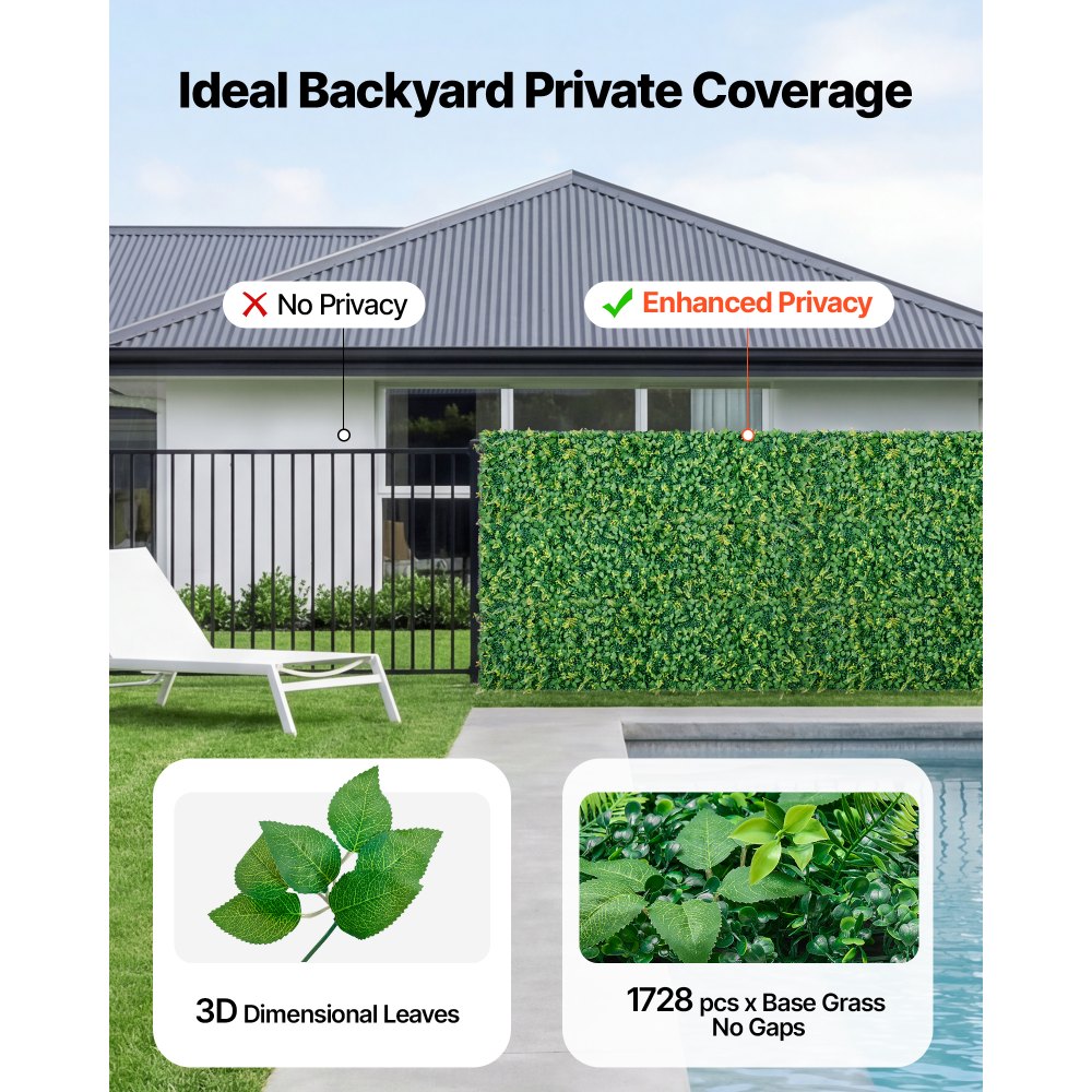 Τεχνητό τοίχο φυτών VEVOR, 4 τεμάχια 61 x 243,8 cm τεχνητά πάνελ πυξαριού, προστασία από τον ήλιο, φόντο πρασίνου, φράχτης προστασίας από τον ήλιο, ψεύτικο γρασίδι για γάμο, εσωτερικό, εξωτερικό κήπο, αυλή Τεχνητό τοίχο φυτών VEVOR, 4 τεμάχια 61 x 243,8 cm τεχνητά πάνελ πυξαριού, προστασία από τον ήλιο, φόντο πρασίνου, φράχτης προστασίας από τον ήλιο, ψεύτικο γρασίδι για γάμο, εσωτερικό, εξωτερικό κήπο, αυλή